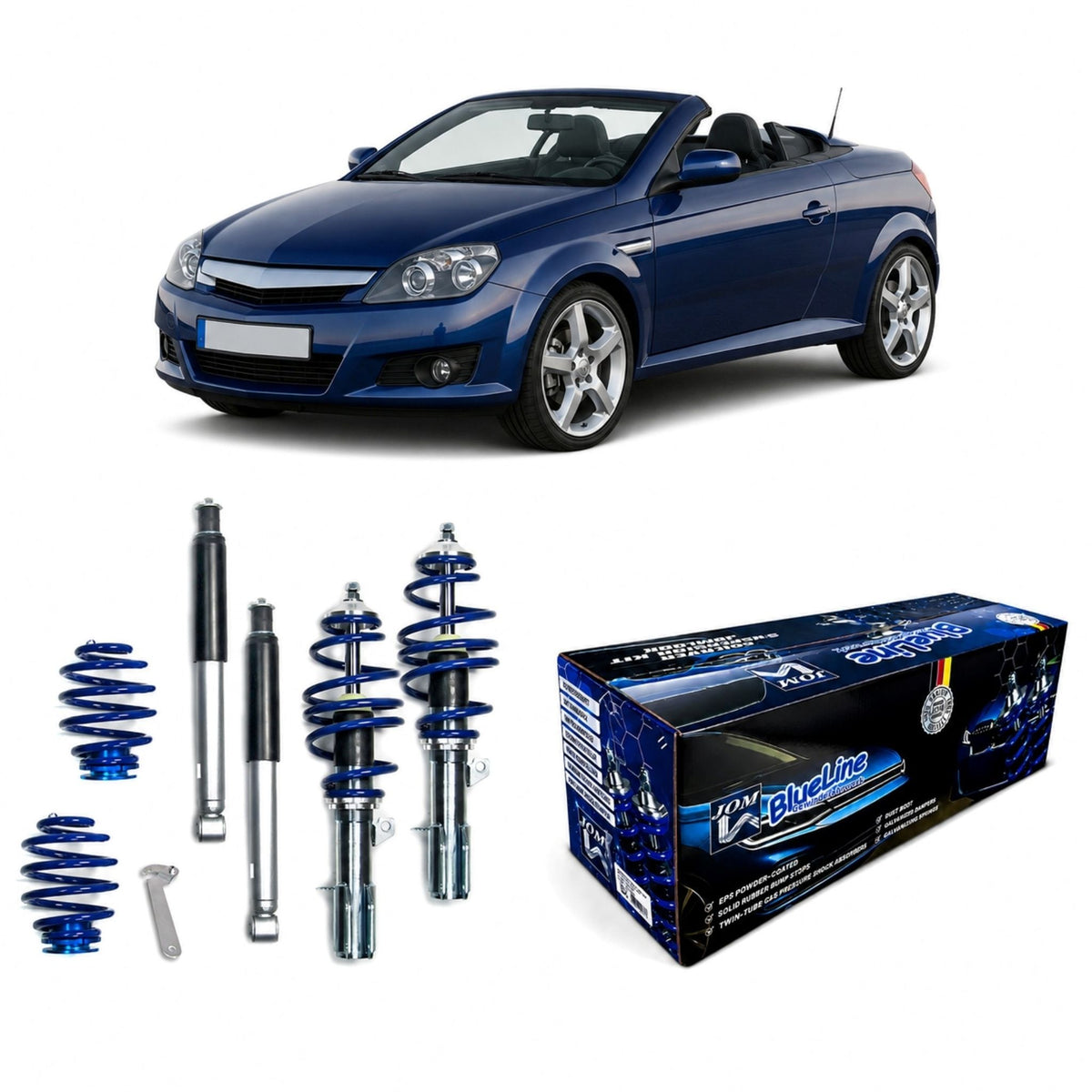 JOM BlueLine Combinés Filetés pour Opel Tigra Twin Top 1.4i 16V 1.8i 16V 2004-2009