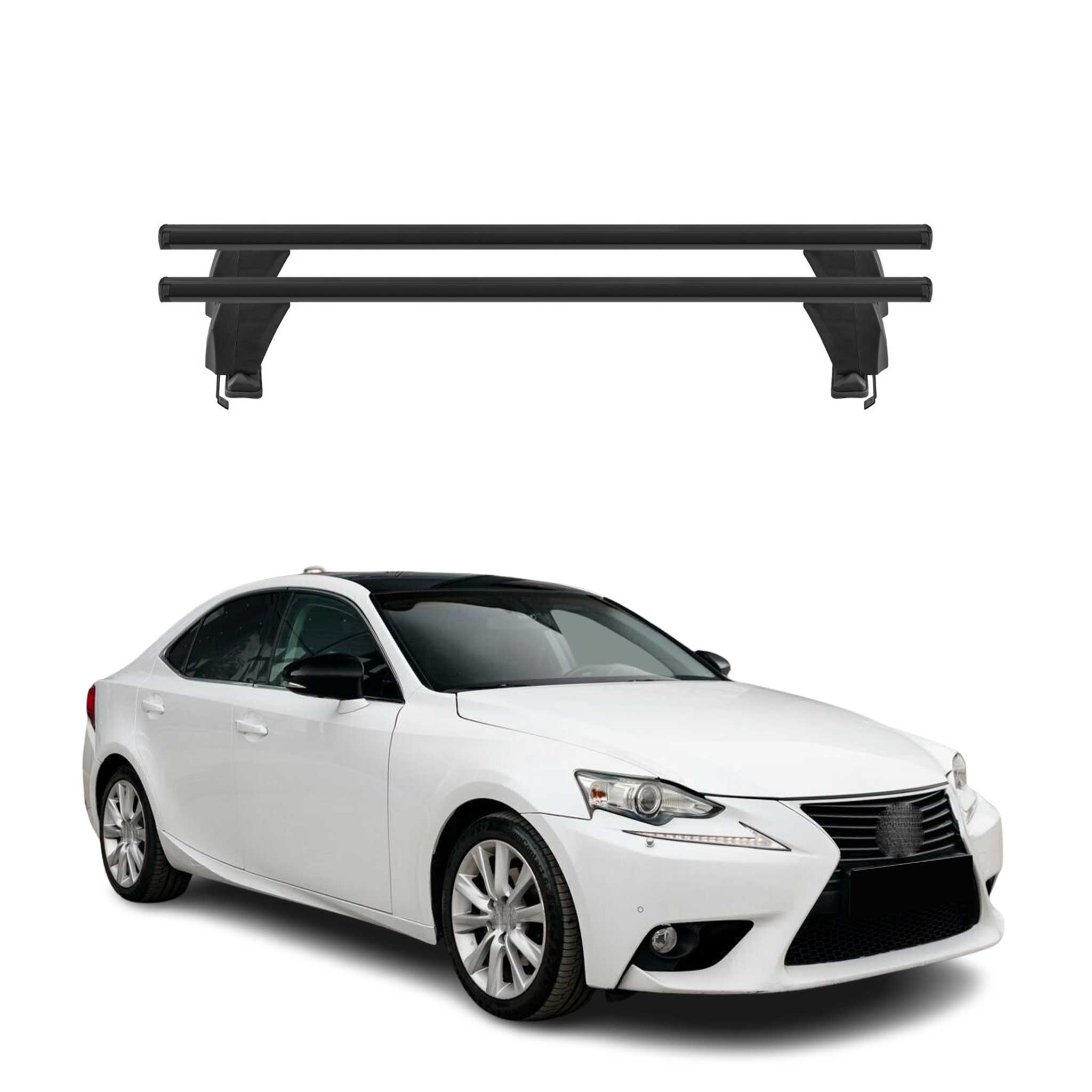 Menabo Barres de toit Transversales pour Lexus IS XE30 2013-2020 Noir ABE 2x