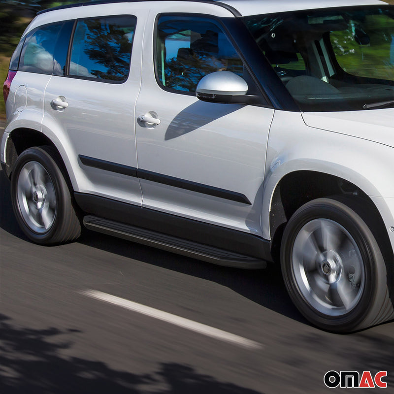 Marchepieds Latéraux pour Skoda Yeti 2009-2023 Alu Noir ABE