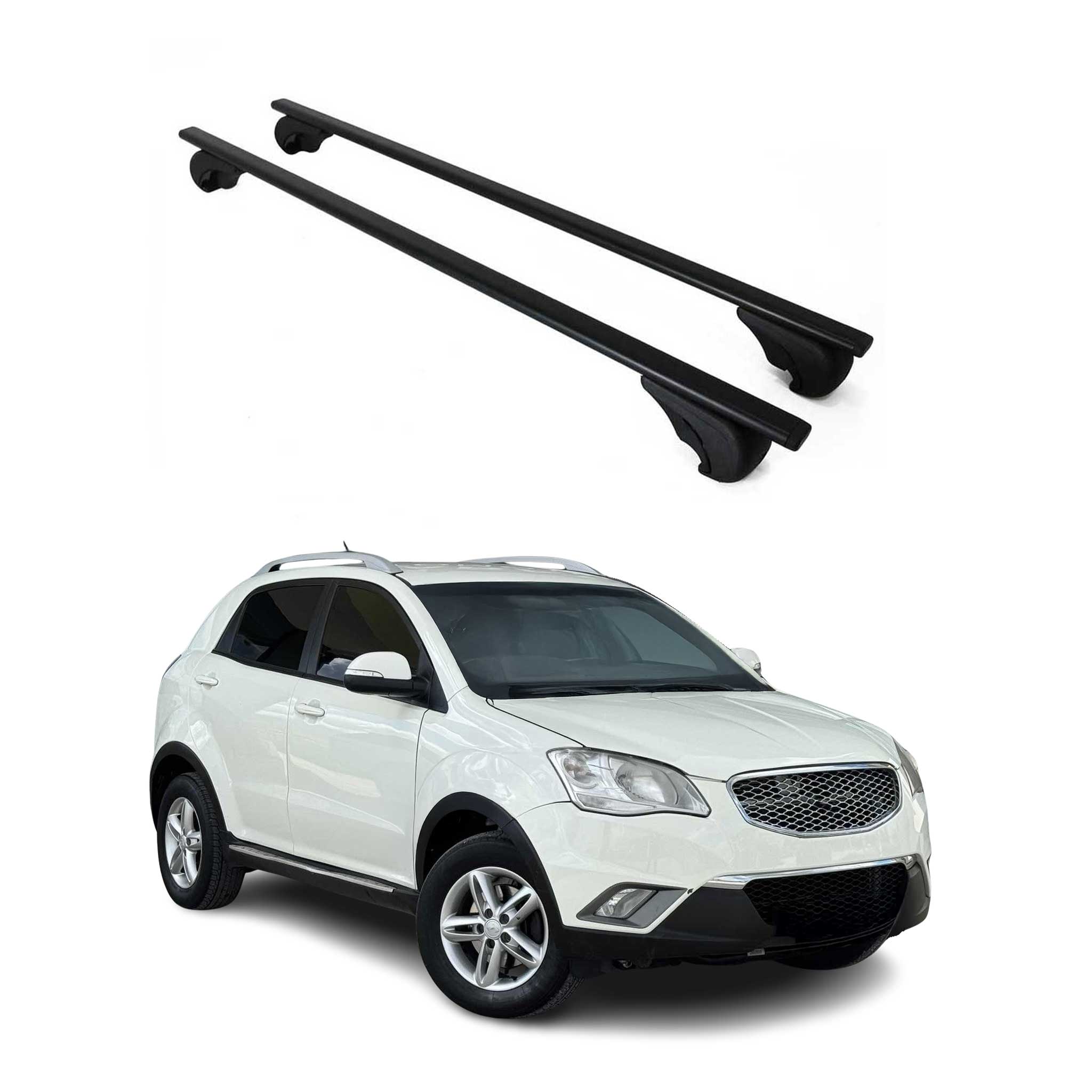 Barres de toit Transversales pour Ssangyong Korando 2010-2019 Fer Noir