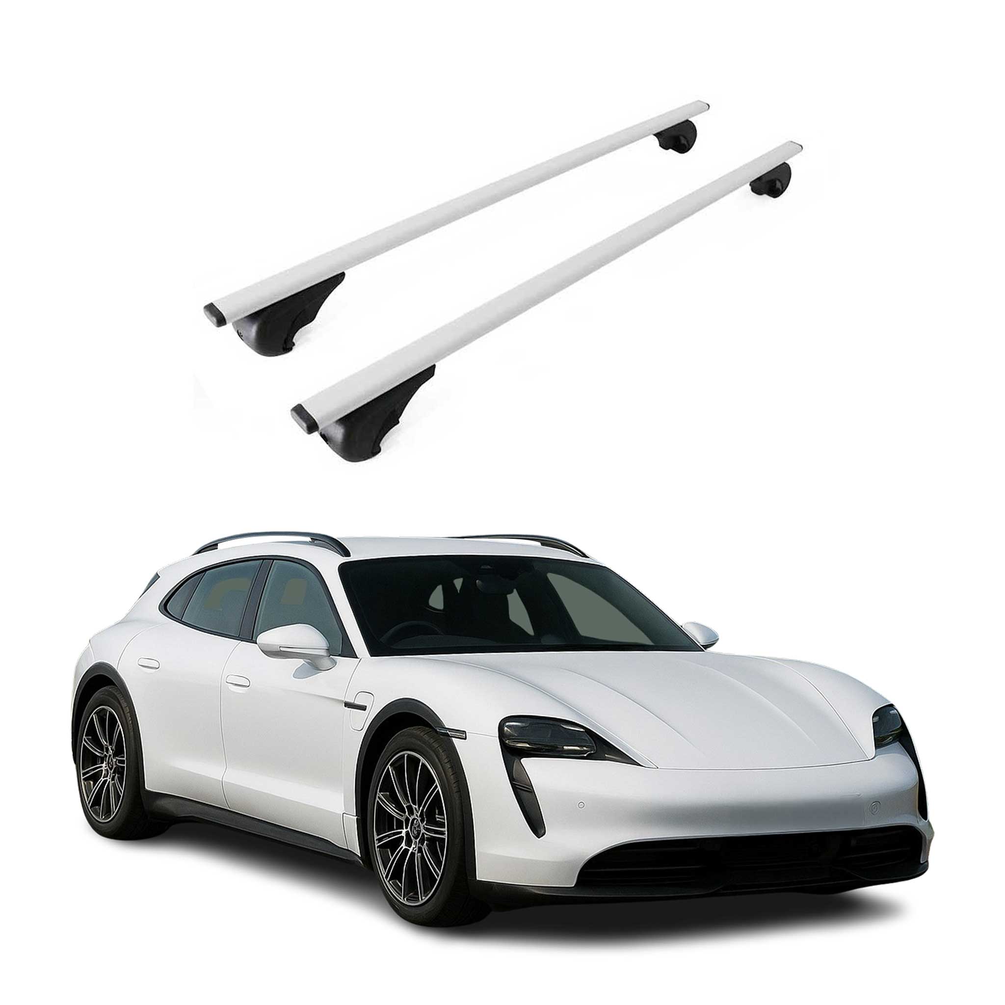 Barres de toit Transversales pour Porsche Taycan Cross Turismo 2021-26 Fer Gris