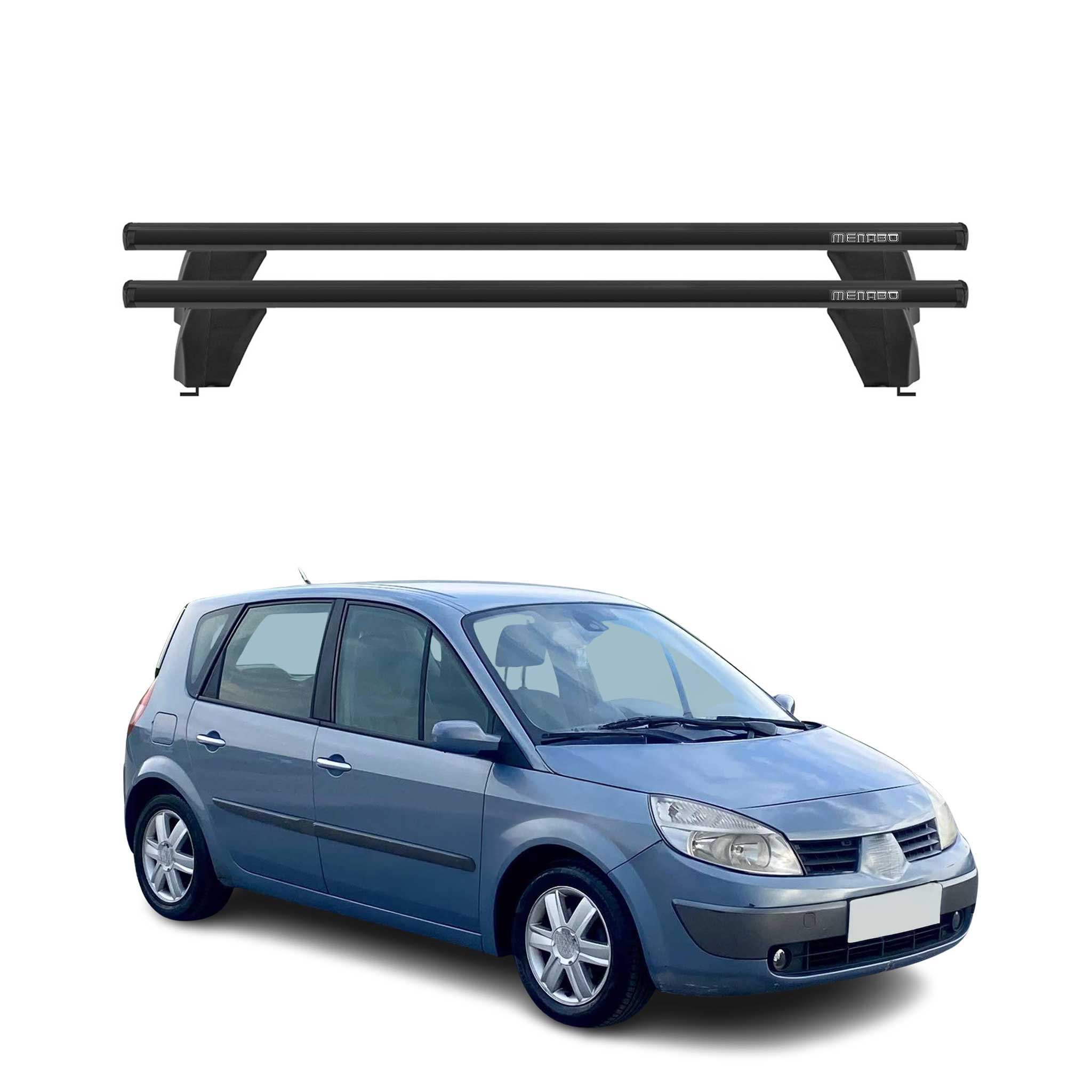 Menabo Barres de toit Transversales pour Renault Scenic II 2003-2008 Alu Noir