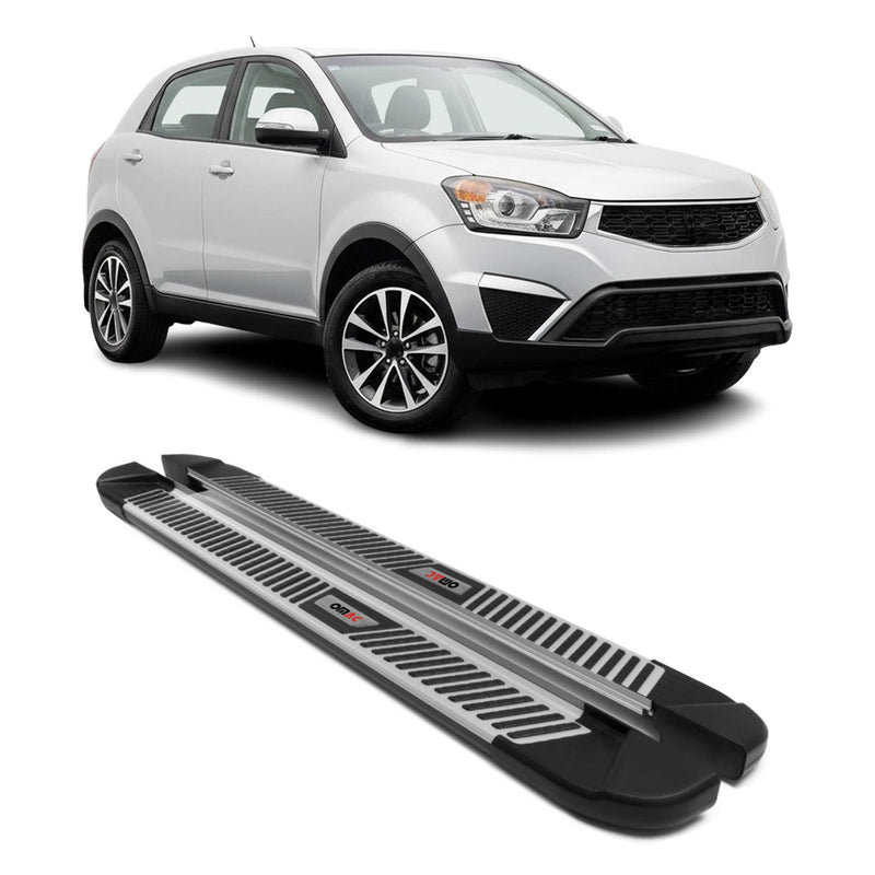 Marchepieds Latéraux pour Ssangyong Korando 2011-2019 Aluminium Noir Gris 2Pcs