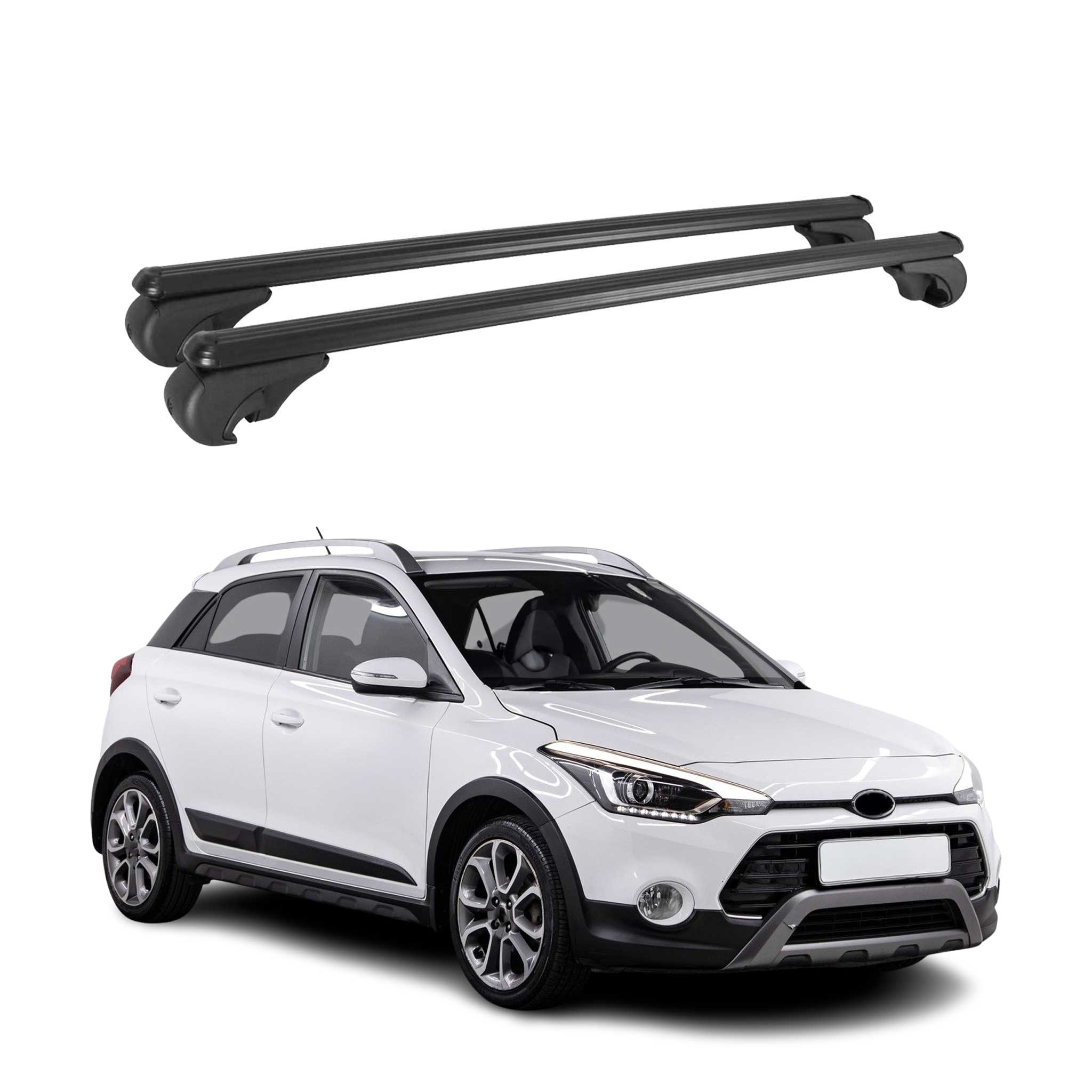 Barres de toit Transversales pour Hyundai i20 2014-2020 Aluminium Noir