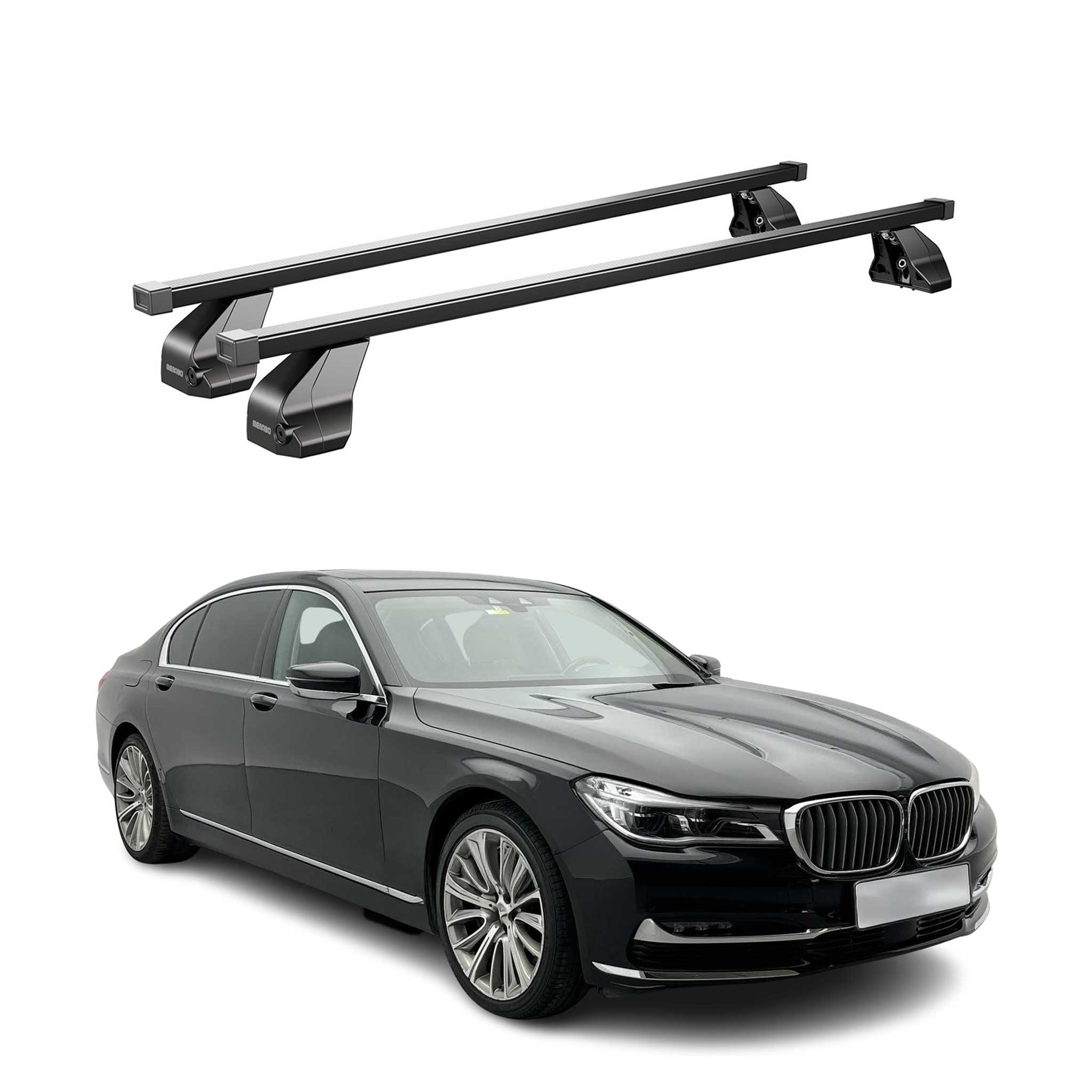 Barres transversales Menabo pour BMW Série 7 G11 G12 2015-2022 inox Noir
