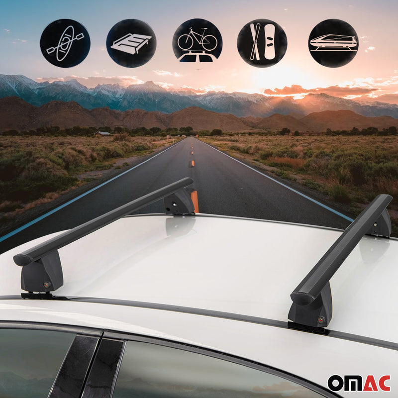 Menabo Barres de toit Transversales pour Lancia Musa 2004-2006 Noir ABE 2x