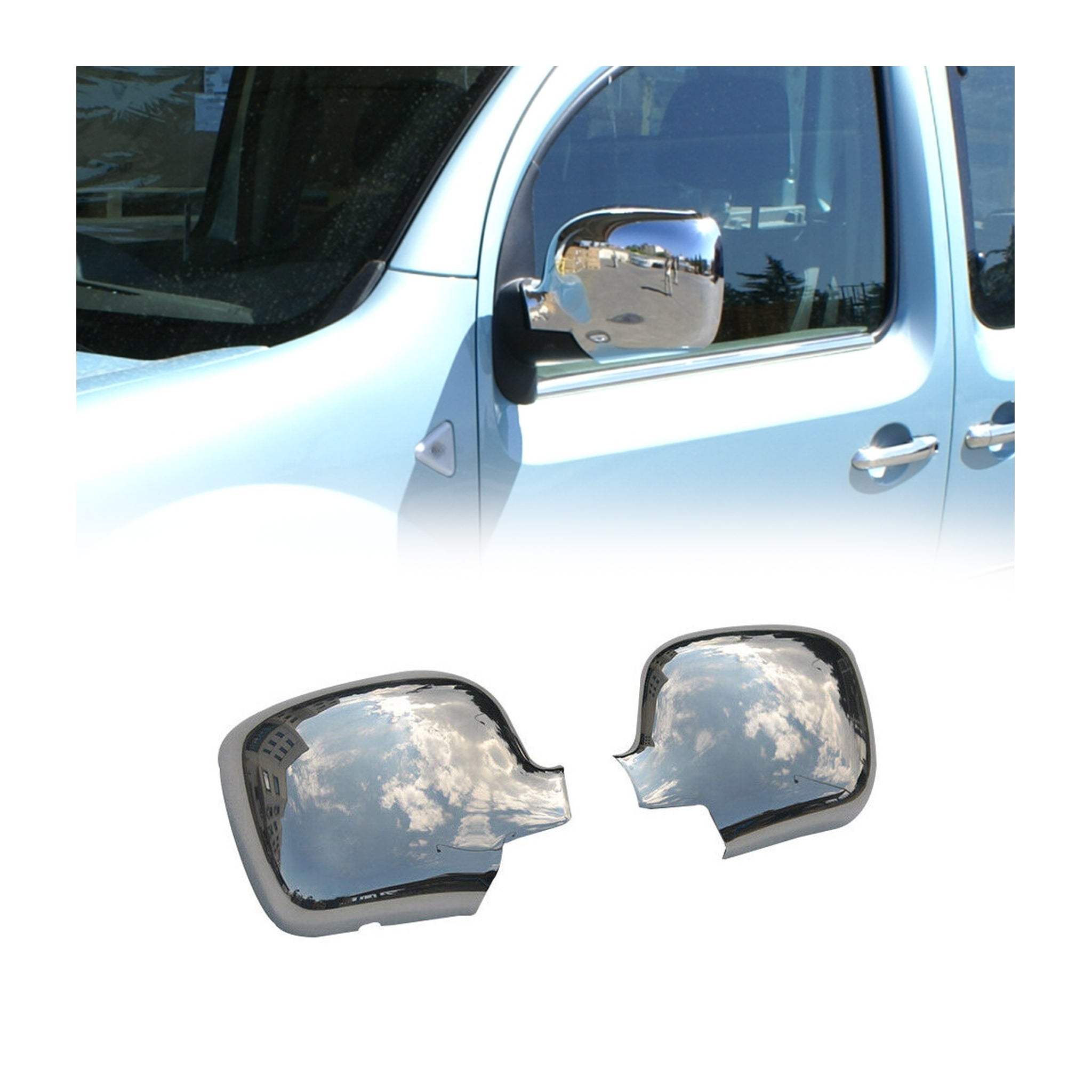 Coques de Rétroviseurs pour Renault Kangoo 2008-2020 en ABS Argent