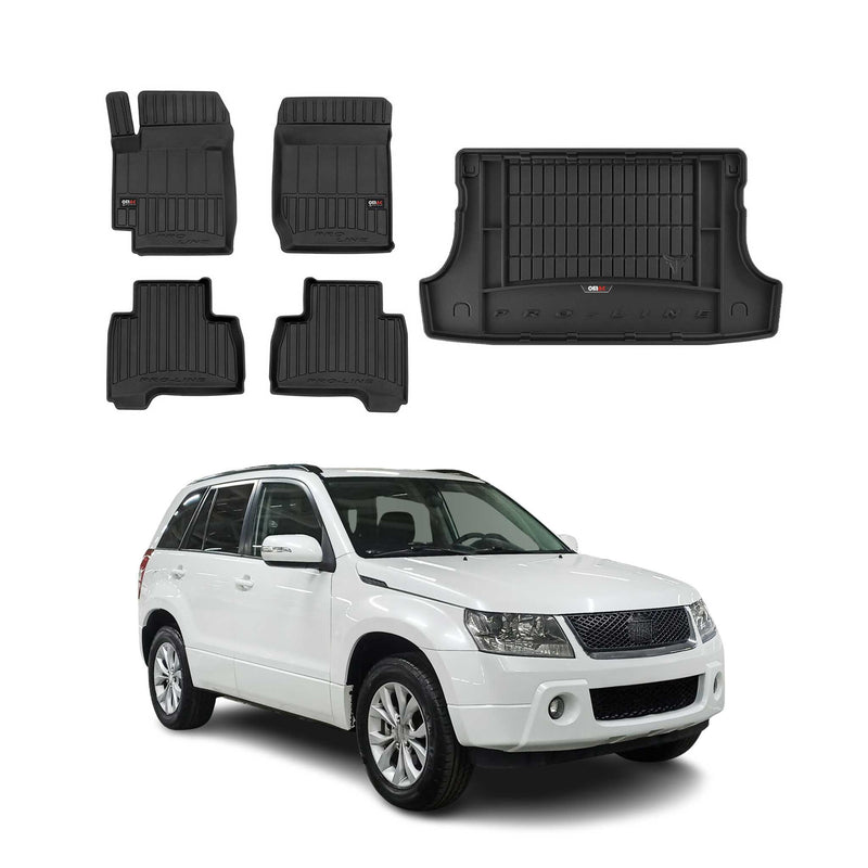 Kit Tapis de Sol et Coffre pour Suzuki Grand Vitara 2005-2014 TPE Noir