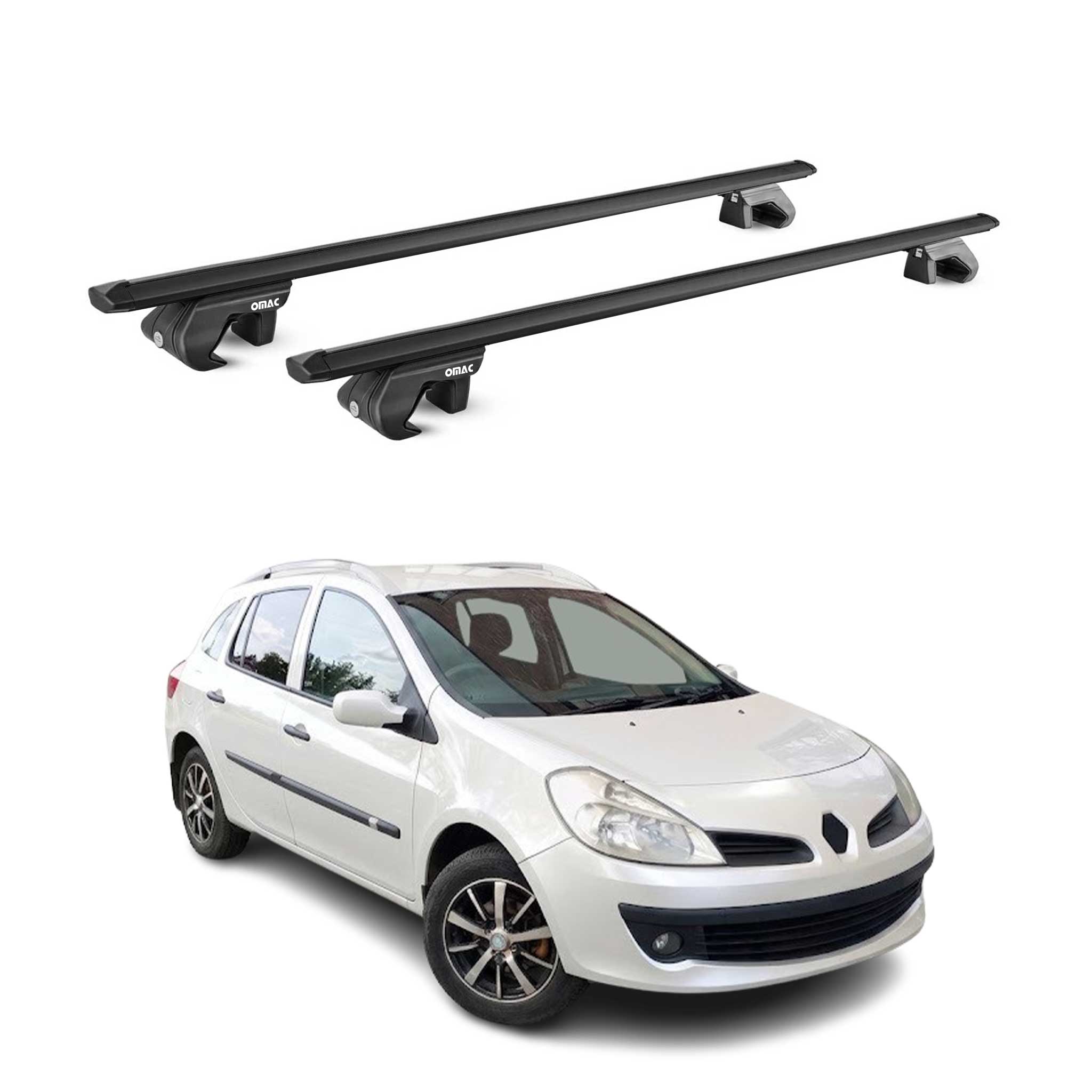 Barres de toit pour Renault Clio III Break 2009-2012 Facelift Aluminium Noir ABE