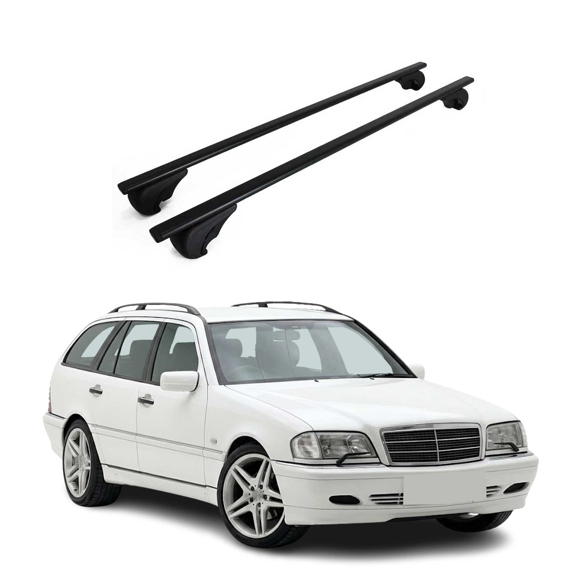 Barres de toit Transversales pour Mercedes Classe C S202 1993-2000 Fer Noir 2Pcs