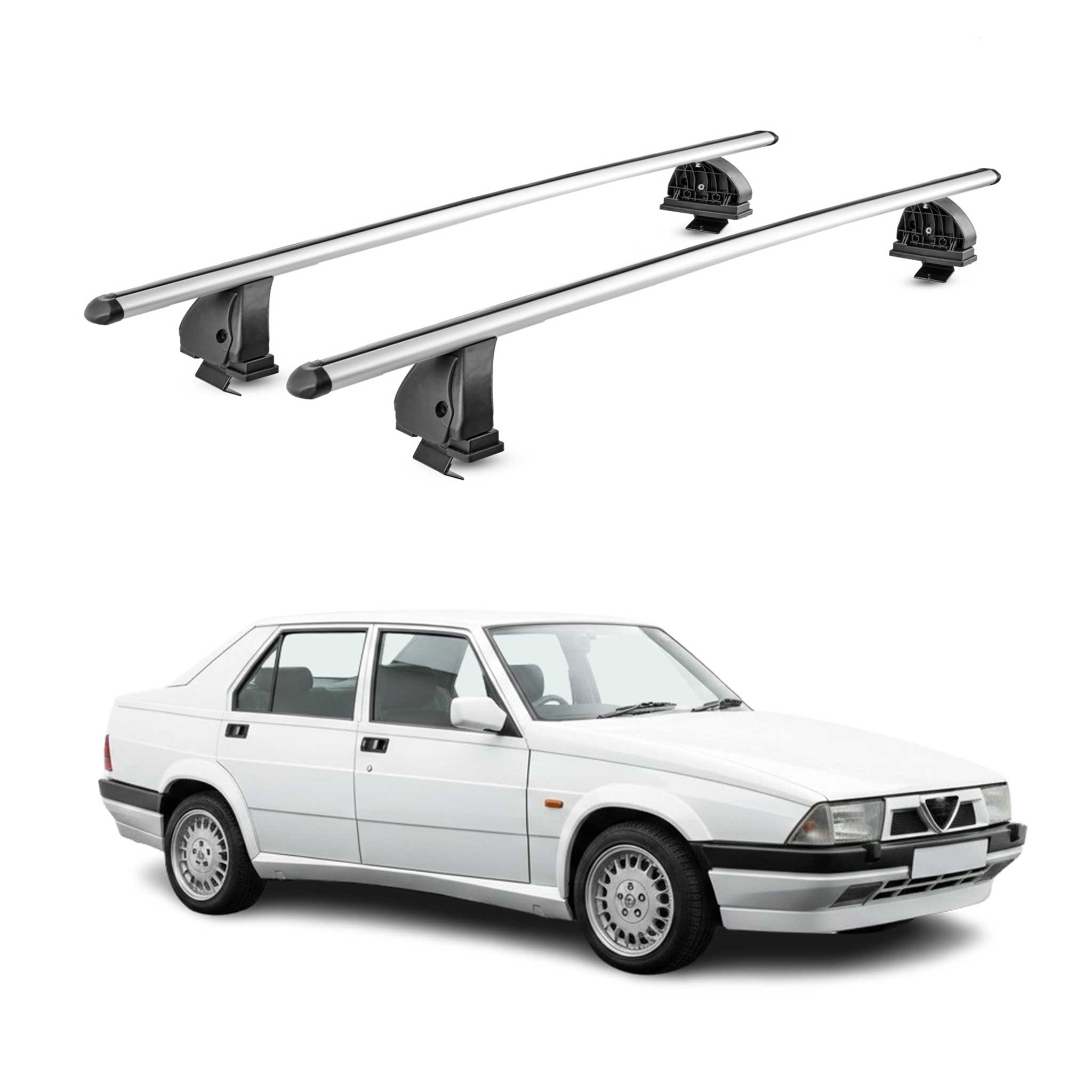 Barres de toit transversales Alu pour Alfa Romeo 75 1985-1992 TÜV 75 kg Gris 2x
