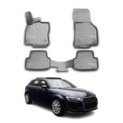 Tapis de sol pour Audi A3 Berline Sportback 2012-2020 en caoutchouc TPE Gris 4x