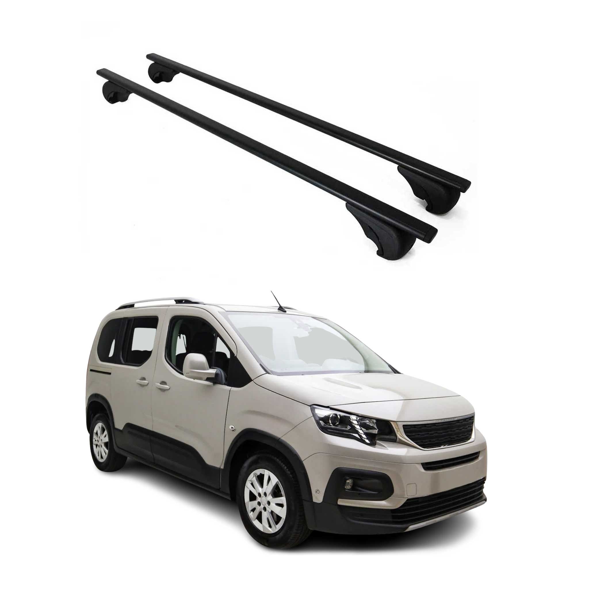 Barres de toit Transversales pour Peugeot Rifter 2018-2026 Fer Noir
