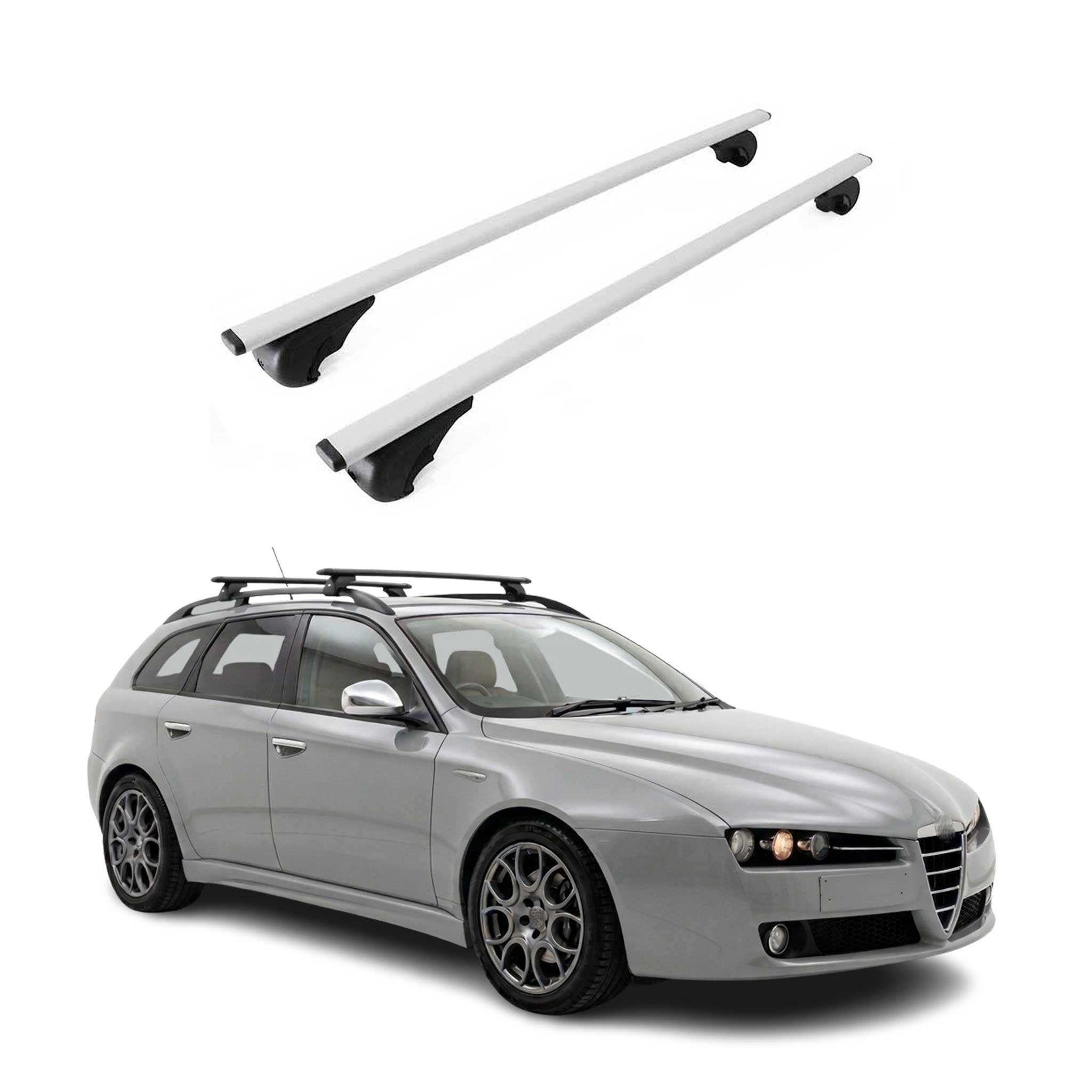 Barres de toit Transversales pour Alfa Romeo 159 Sportwagon 2005-11 Fer Gris 2x