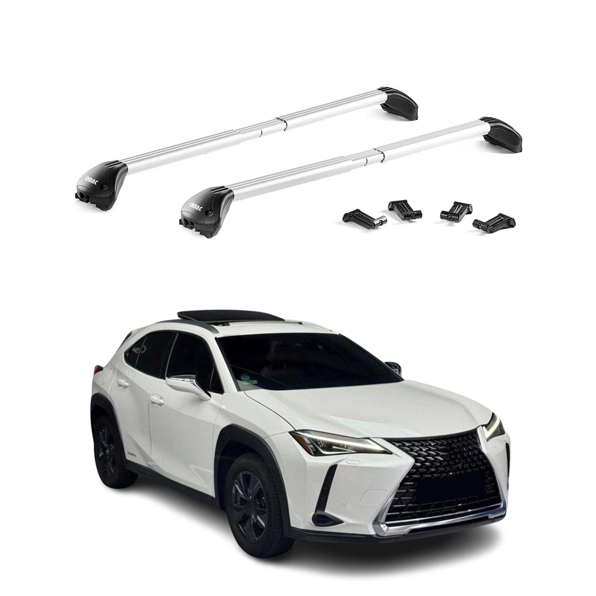 Barres de toit transversales pour Lexus UX 2019-2026 Alu Gris Argenté 2Pcs ABE