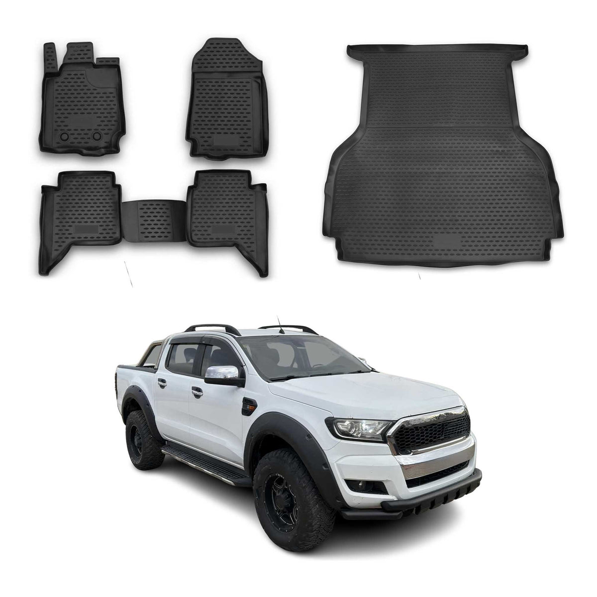 OMAC Kit Tapis de Sol et Coffre pour Ford Ranger T6 2012-2022 DoubleCab