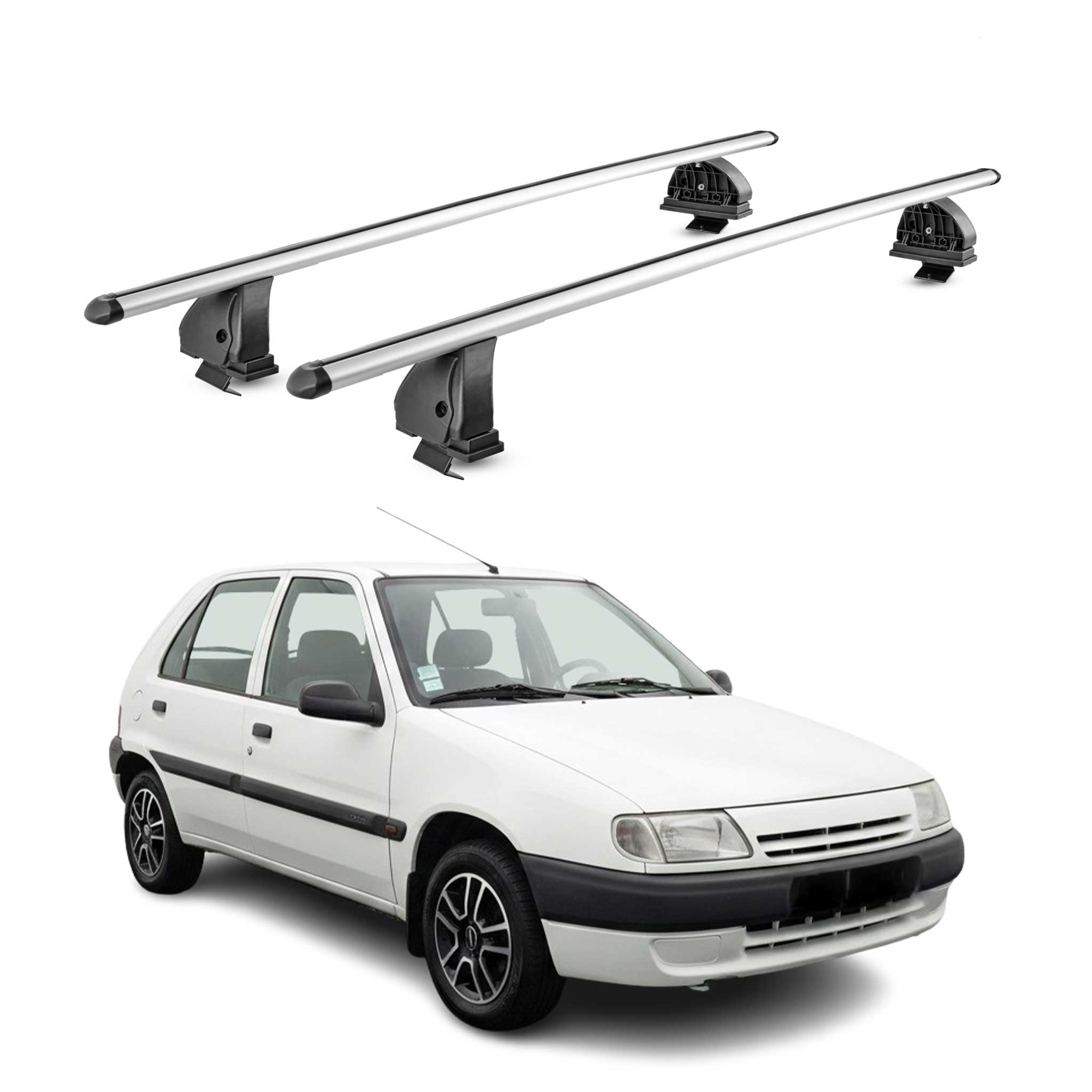 Barres de toit transversales Alu pour Citroen Saxo 1996-2003 TÜV 75 kg Gris 2Pcs