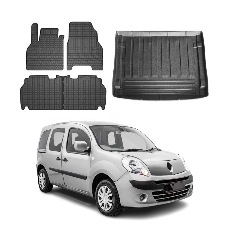 Kit Tapis de sol et coffre pour Renault Kangoo Authentique 2008-2010 TPE Noir