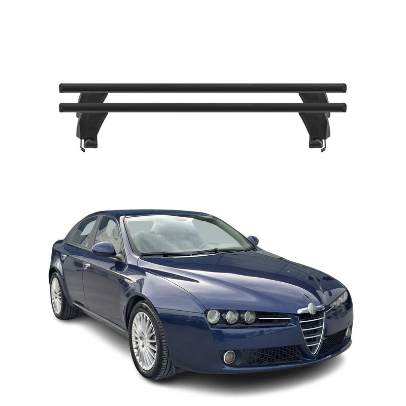 Menabo Barres de toit transversales pour Alfa Romeo 159 Berline 2005-12 Noir ABE