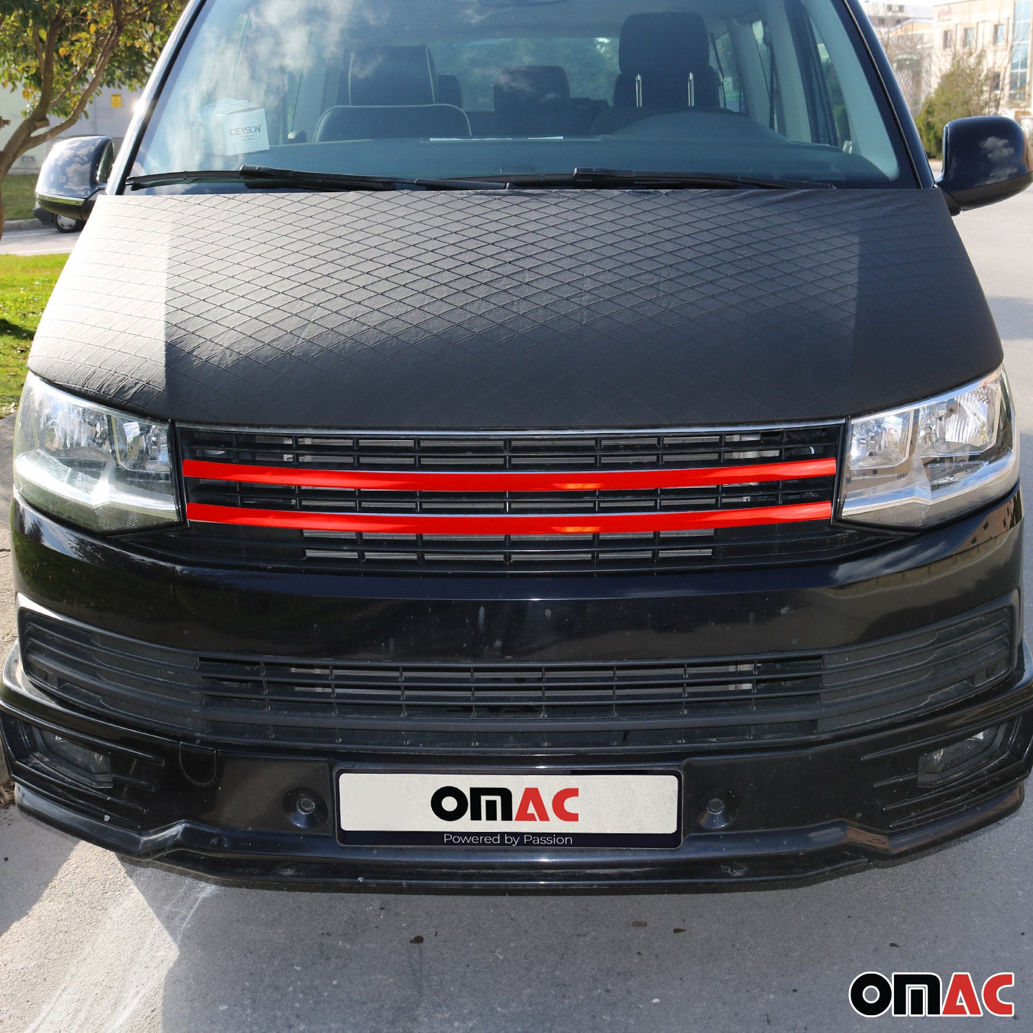 Moulure Grille de Calandre pour VW T6 Transporter 2015-2019 rouge Acier 2Pcs