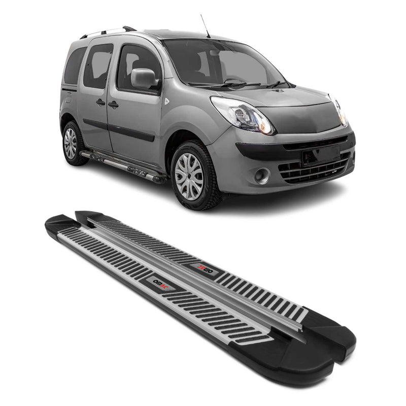 Marchepieds Latéraux pour Renault Kangoo 2008-2021 Noir Gris Aluminium 2Pcs