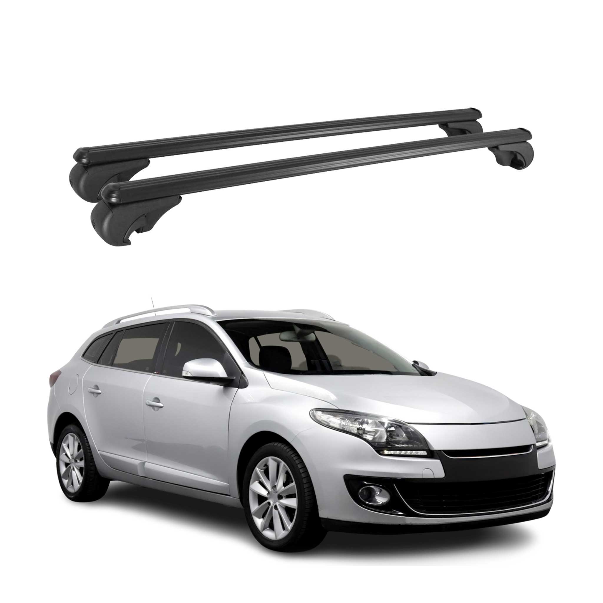 Barres de toit Transversales pour Renault Megane 2009-2016 Aluminium Noir