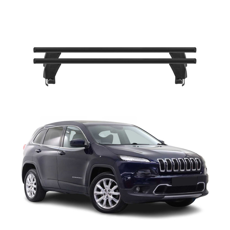 Menabo Barres de toit Transversales pour Jeep Cherokee 2014-2018 Noir ABE 2x