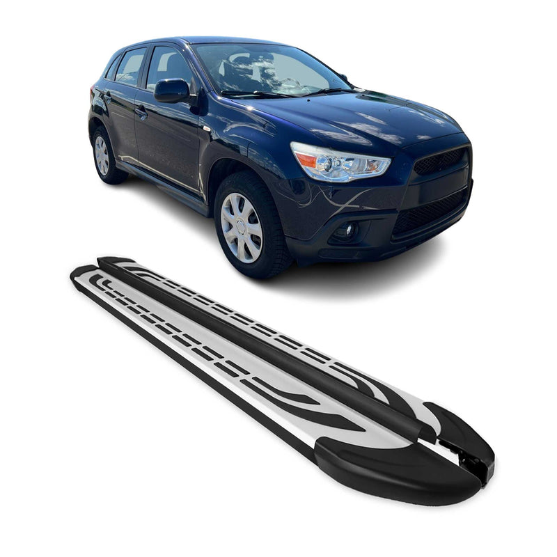 Marchepieds Latéraux pour Mitsubishi ASX 2010-2024 Aluminium Gris Noir 2x