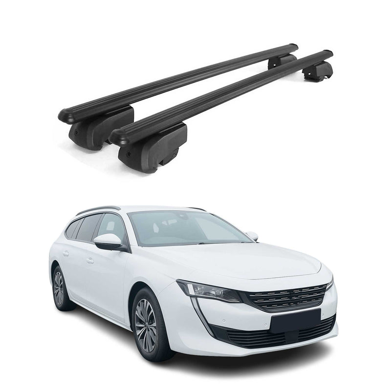 Barres de toit Transversales pour Peugeot 508 2019-2023 Aluminium Noir ABE