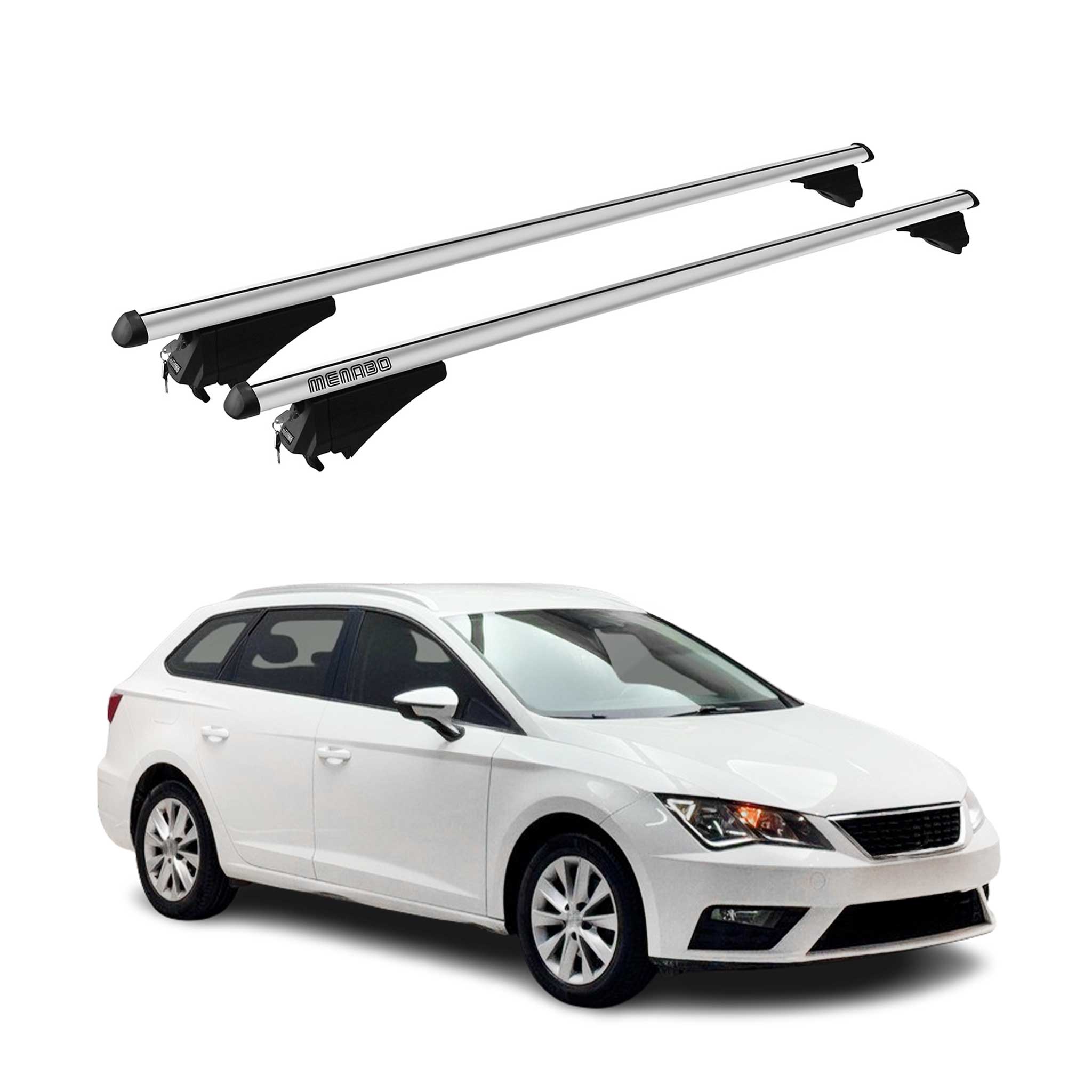 Tiger Barres de toit transversales pour Seat Leon III 2012-2020 Gris
