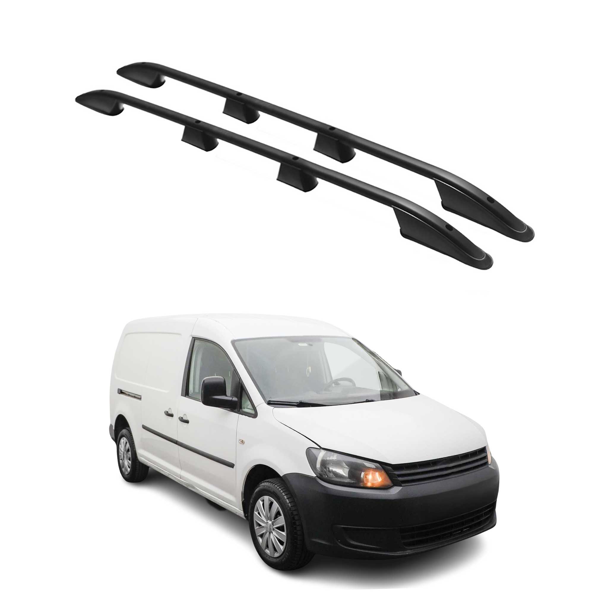 Barres de toit longitudinales pour VW Caddy 2010-2015 L2 Long Aluminium Noir