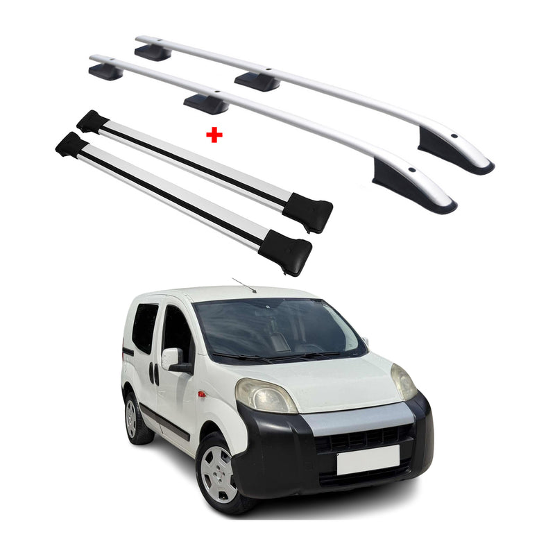 KIT Barres de toit trans+long pour Citroen Nemo Peugeot Bipper 2008-22 Alu Gris