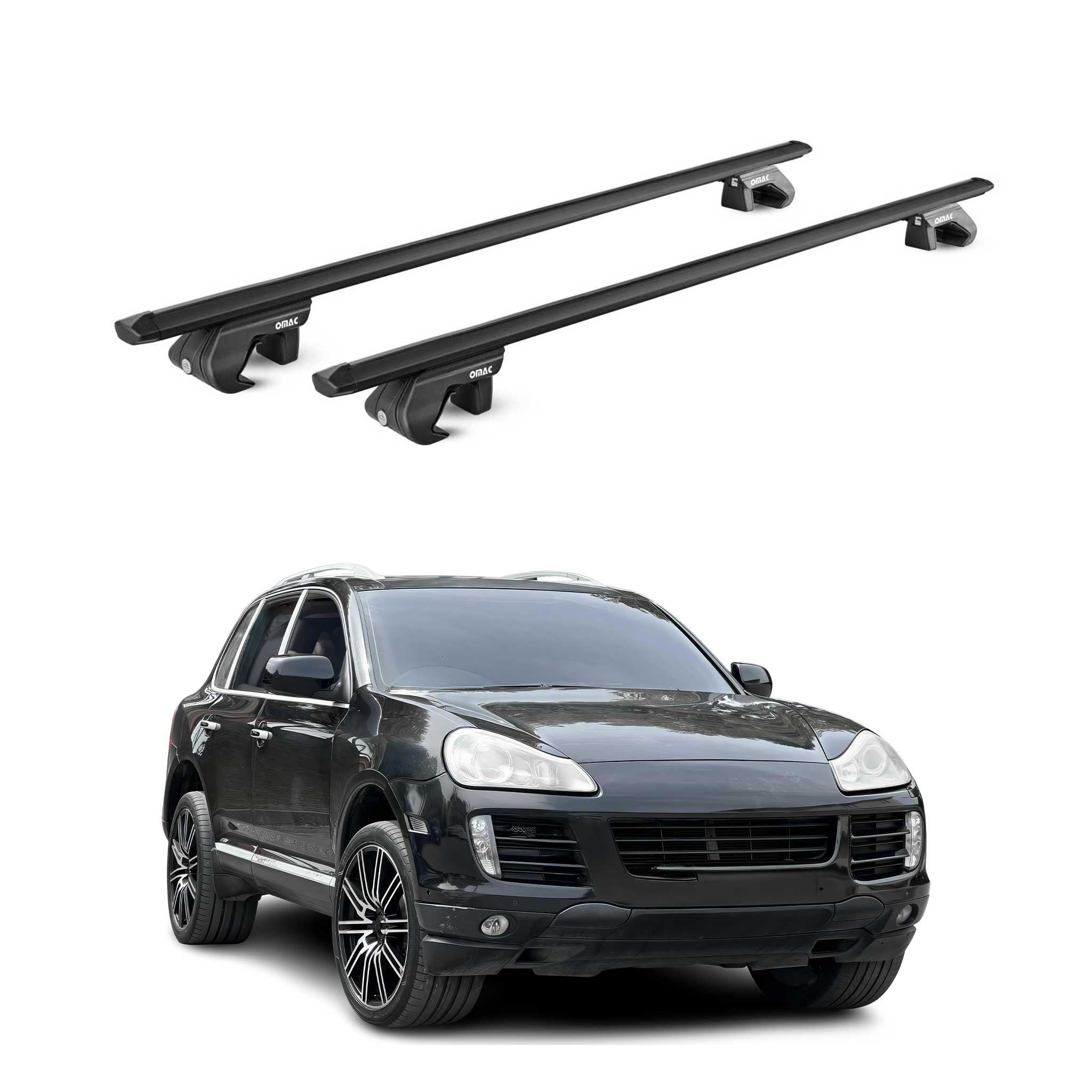 Barres de toit transversales pour Porsche Cayenne 9PA 2002-17 5 P Noir 2x ABE