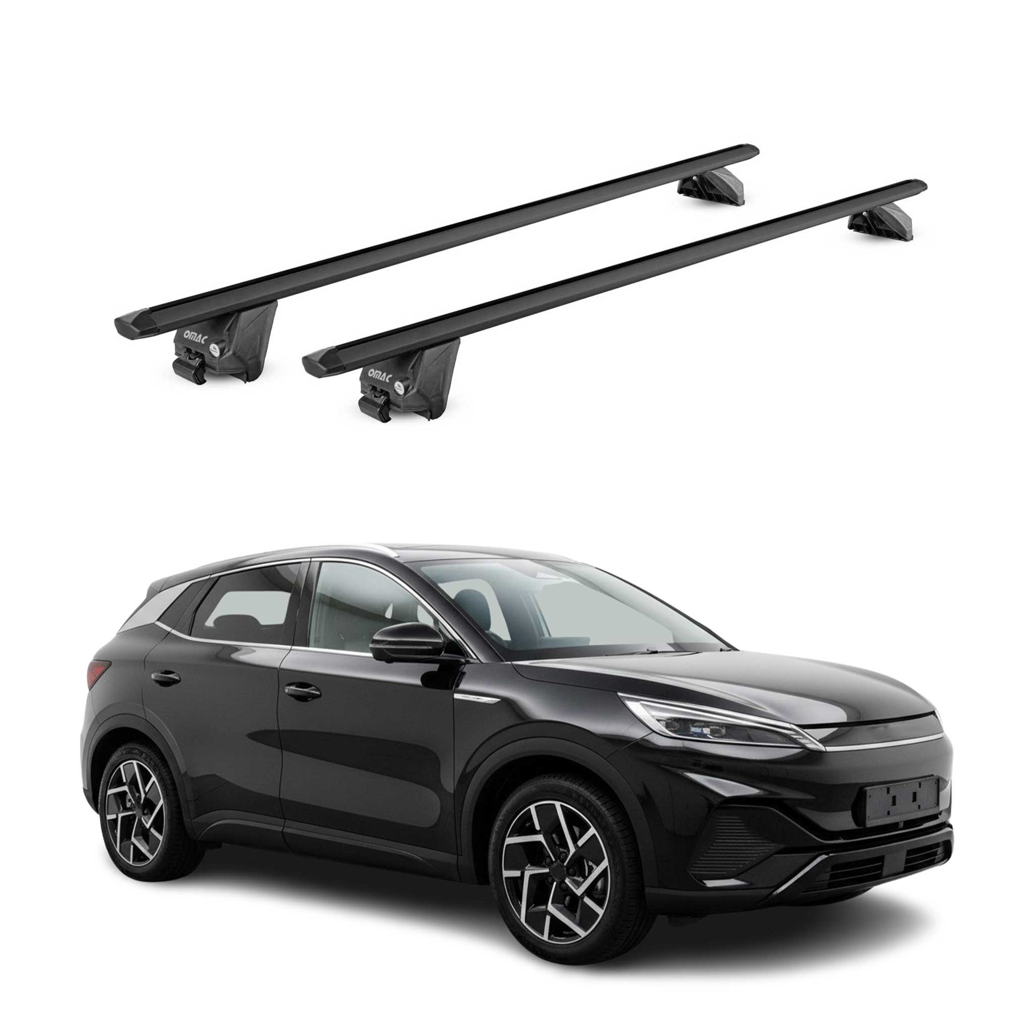 Barres de toit transversales pour BYD Atto 3 2022-2026 Alu Noir 2 pièces ABE