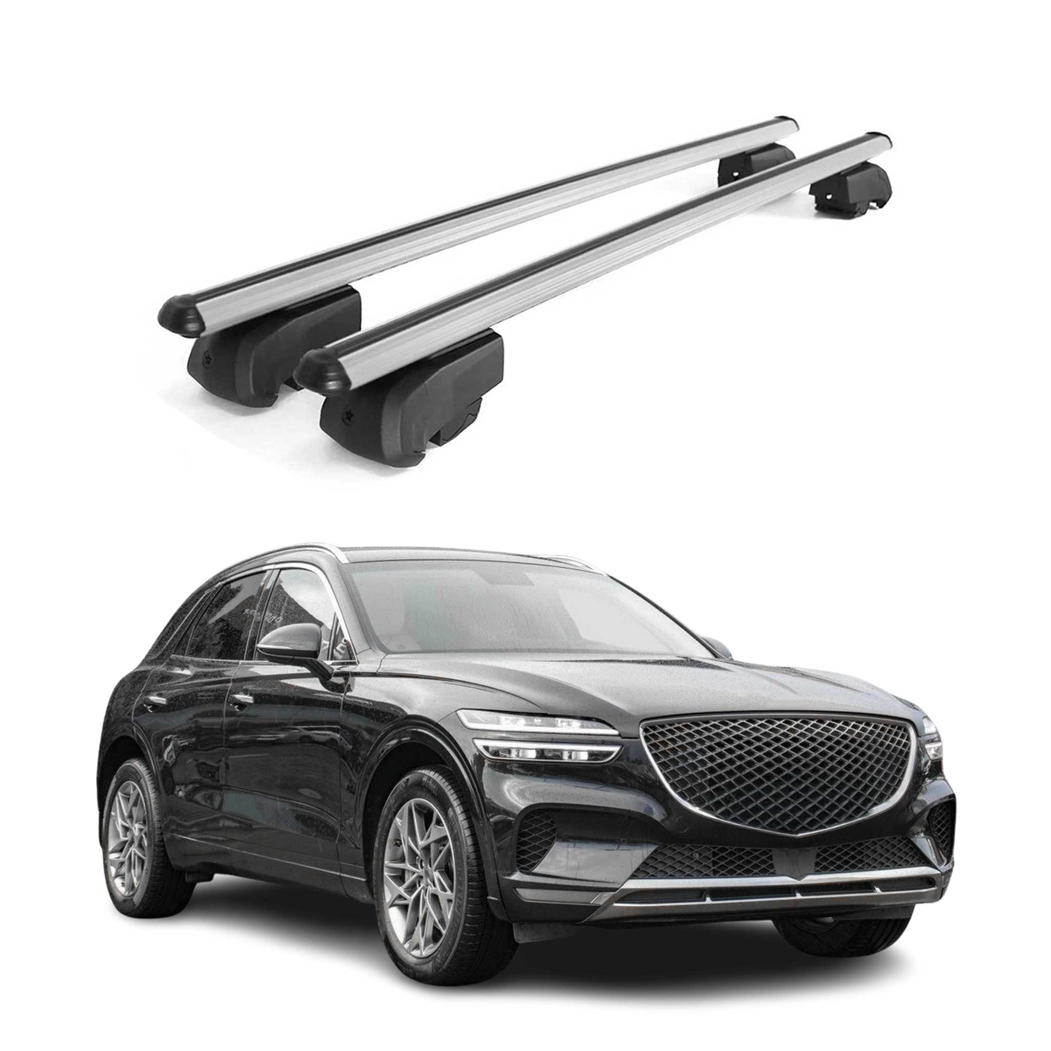 Barres de toit Transversales pour Genesis GV70 2022-2026 ABE Aluminium Gris