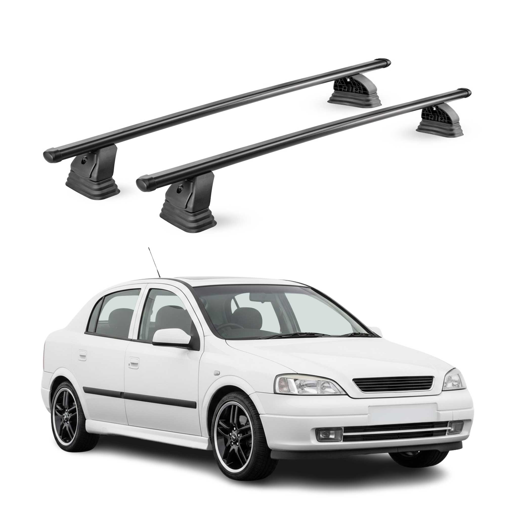 Barres de toit transversales acier pour Opel Astra G HB Break 1998-2004 Noir 2x