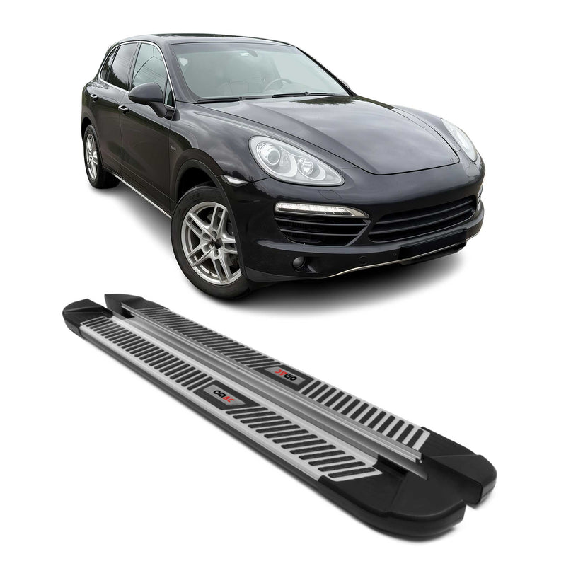 Marchepieds Latéraux pour Porsche Cayenne 2010-2017 Aluminium Noir Gris 2Pcs