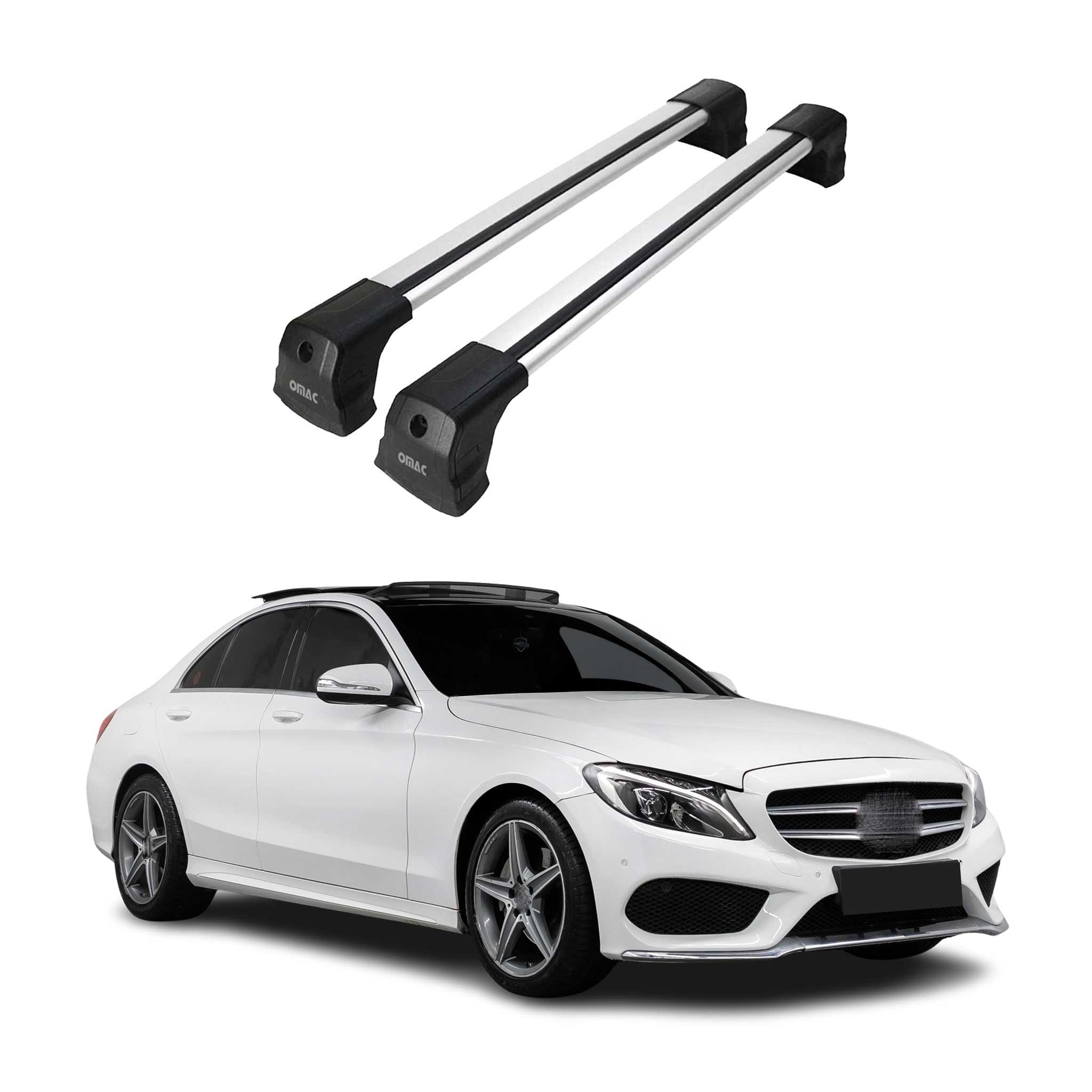 Barres de toit transversales pour Mercedes W205 2014-2021 Berline Alu Gris