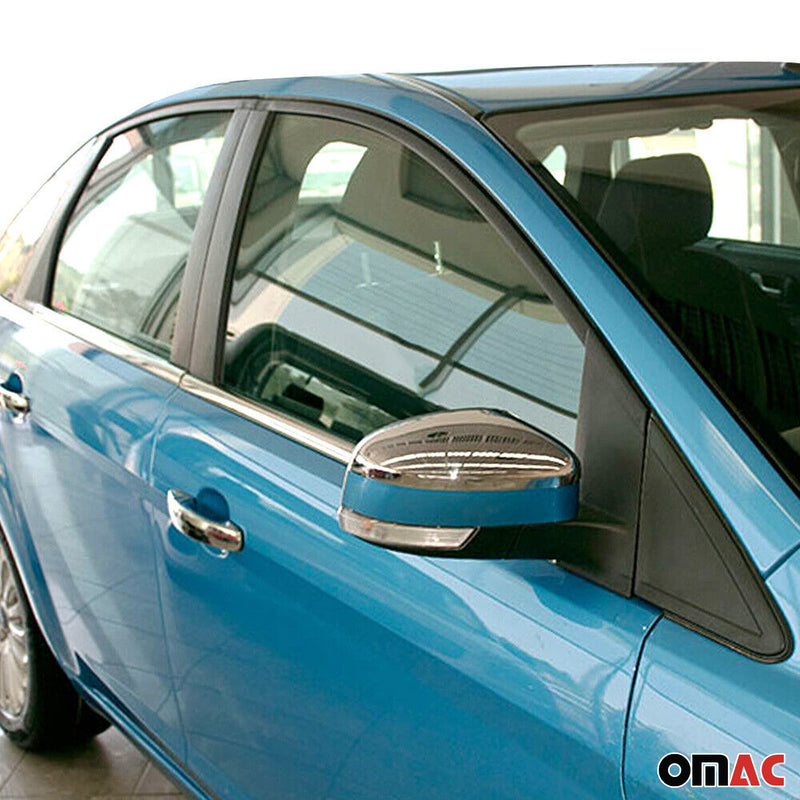 Coques de Rétroviseurs pour Ford Focus II 2006-2010 en Acier Chromé Argent