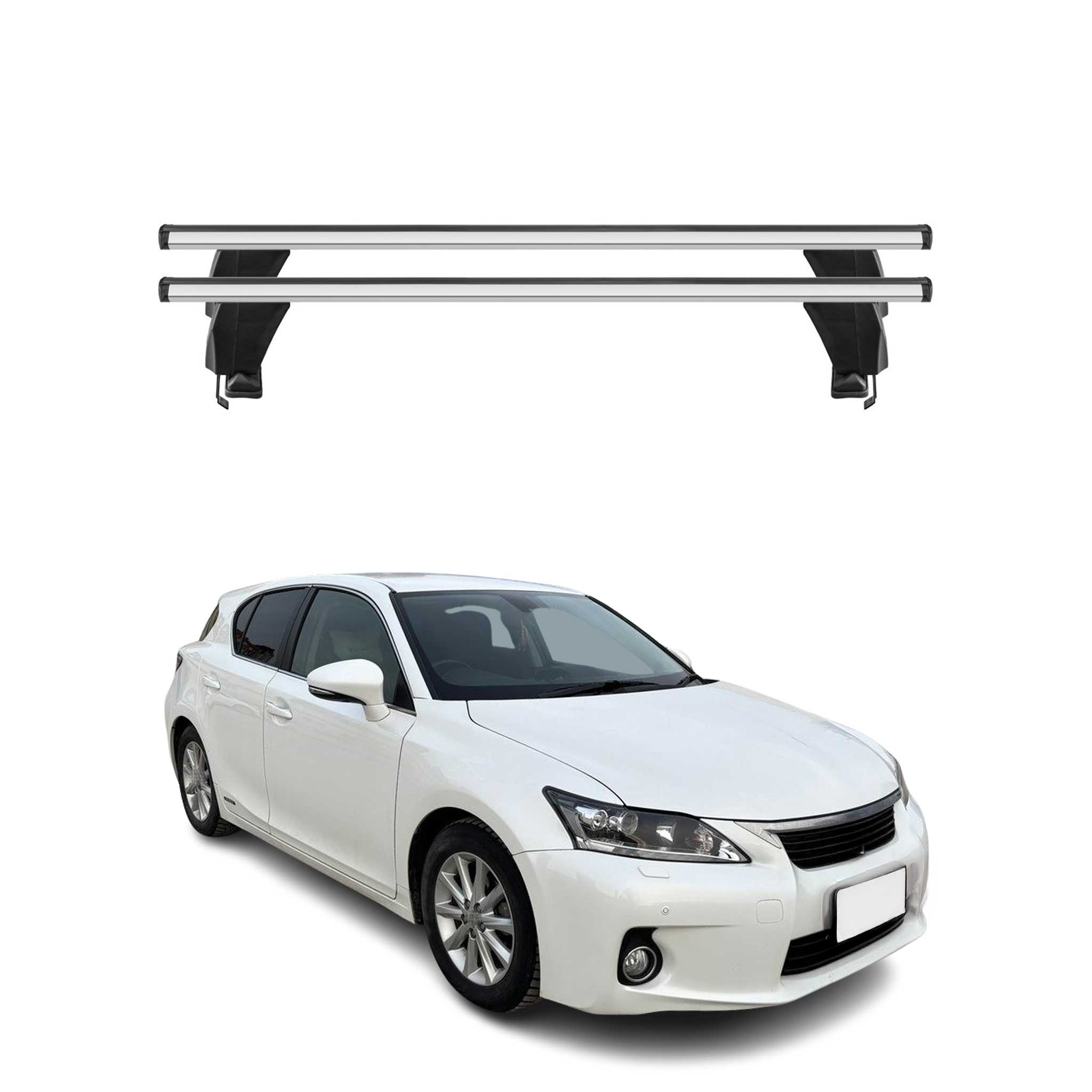 Menabo Barres de toit Transversales pour Lexus CT 2011-2014 Alu Gris ABE 2x