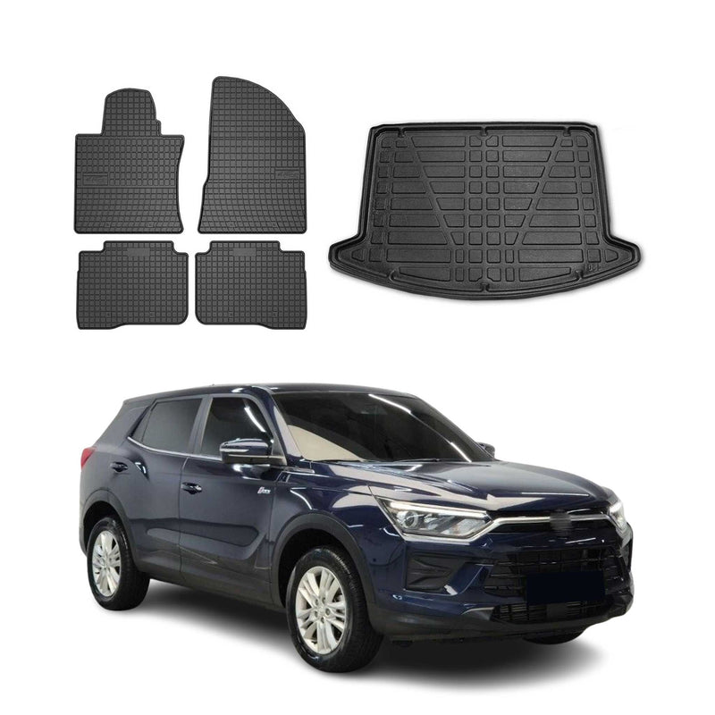 Kit Tapis de sol et coffre pour Ssangyong Korando 2020-2024 TPE Noir