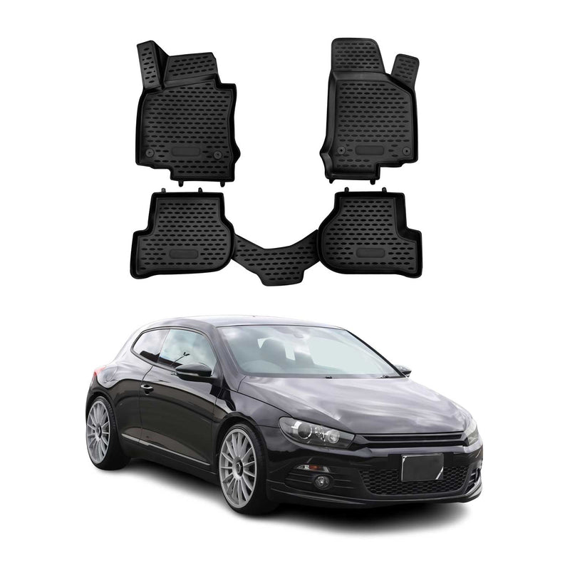 OMAC Tapis de sol pour VW Scirocco 2008-2017 en caoutchouc Noir