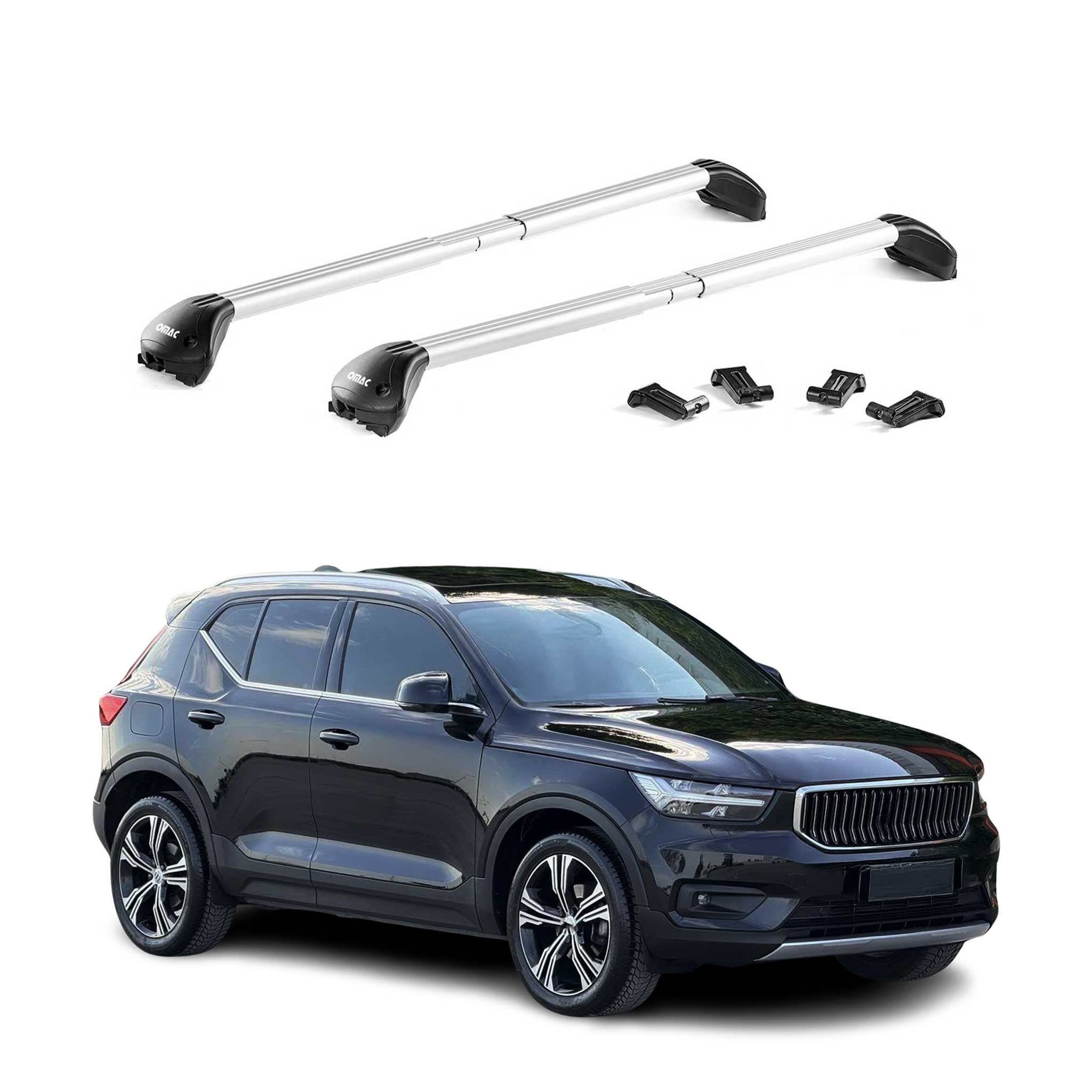 Barres de toit transversales pour Volvo XC40 2018-2026 Alu Gris Argenté 2x ABE
