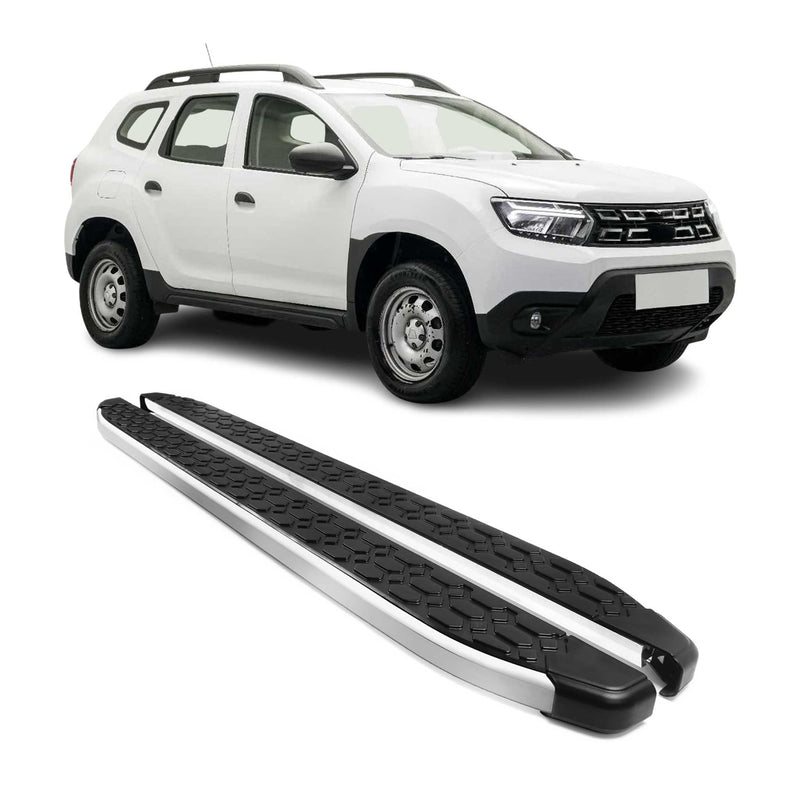 Marchepieds Latéraux pour Dacia Duster II 2018-2023 en Aluminium Gris Noir 2x