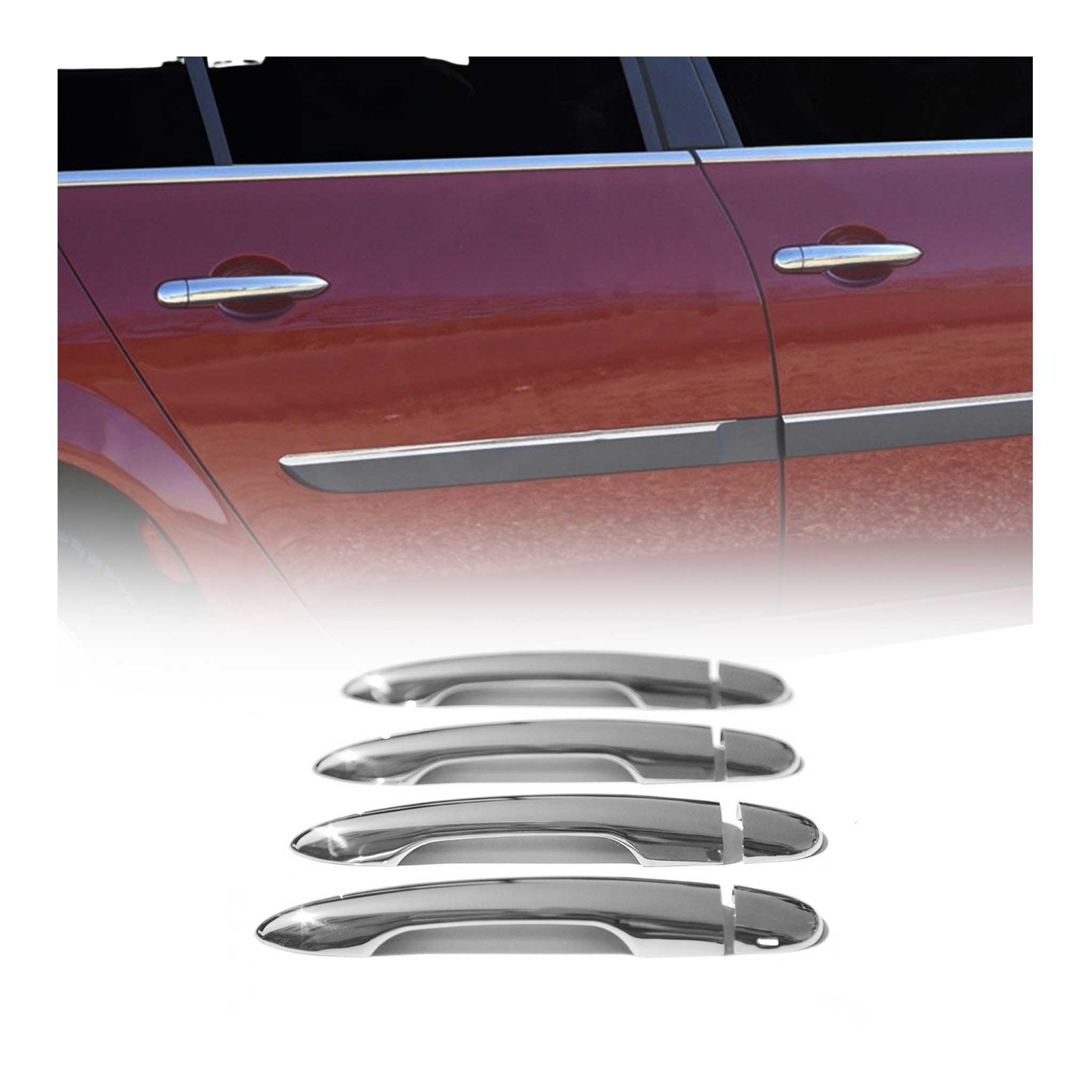 Couverture de poignée de porte pour Renault Megane 2004-2010 en Acier Inoxydable