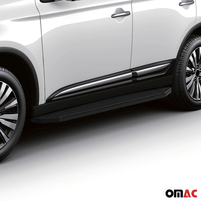 Marchepieds Latéraux pour Mitsubishi Outlander 2007-2015 Aluminium Noir 2Pcs