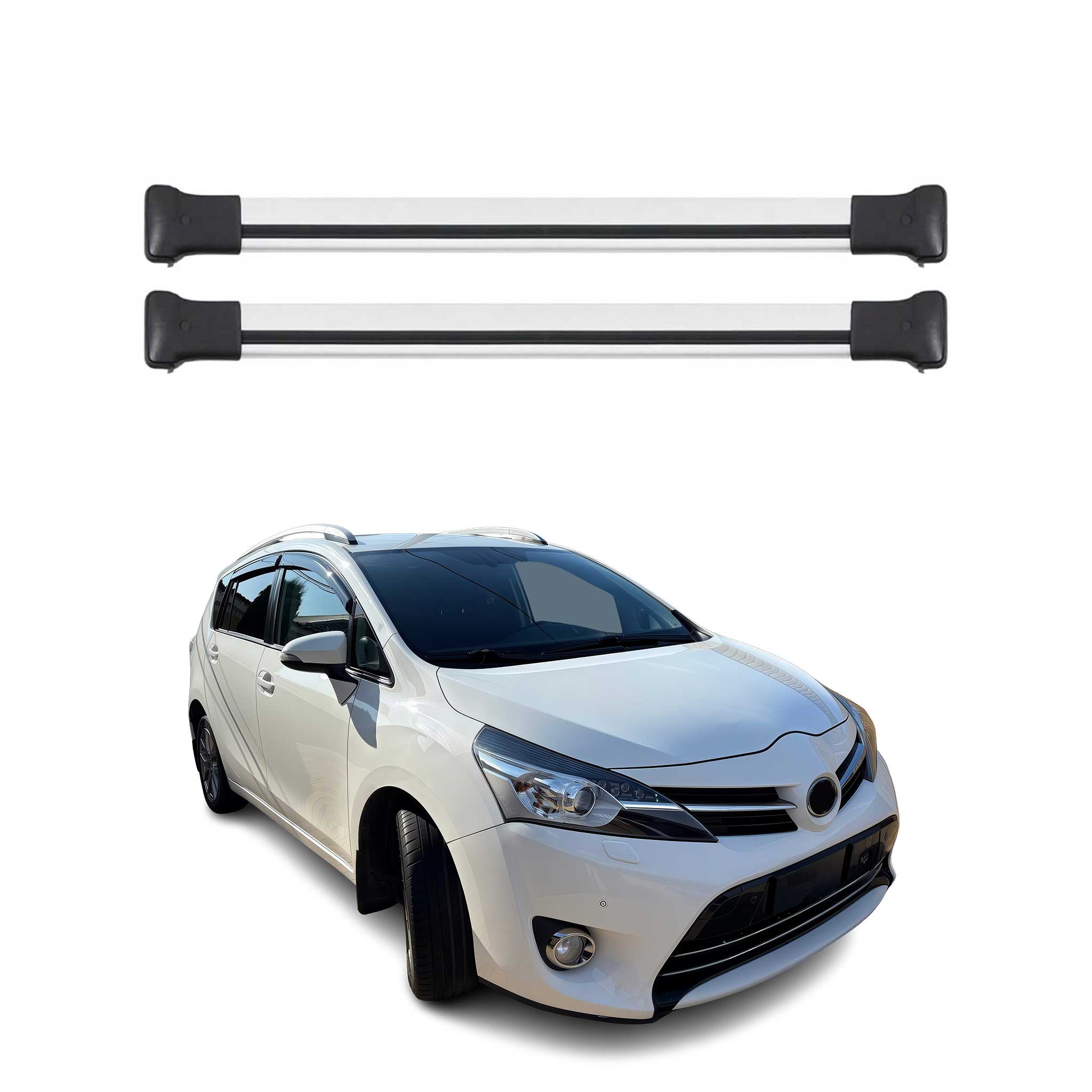 Barres de toit transversales pour Toyota Verso 2009-2018 Aluminium Gris 2Pcs