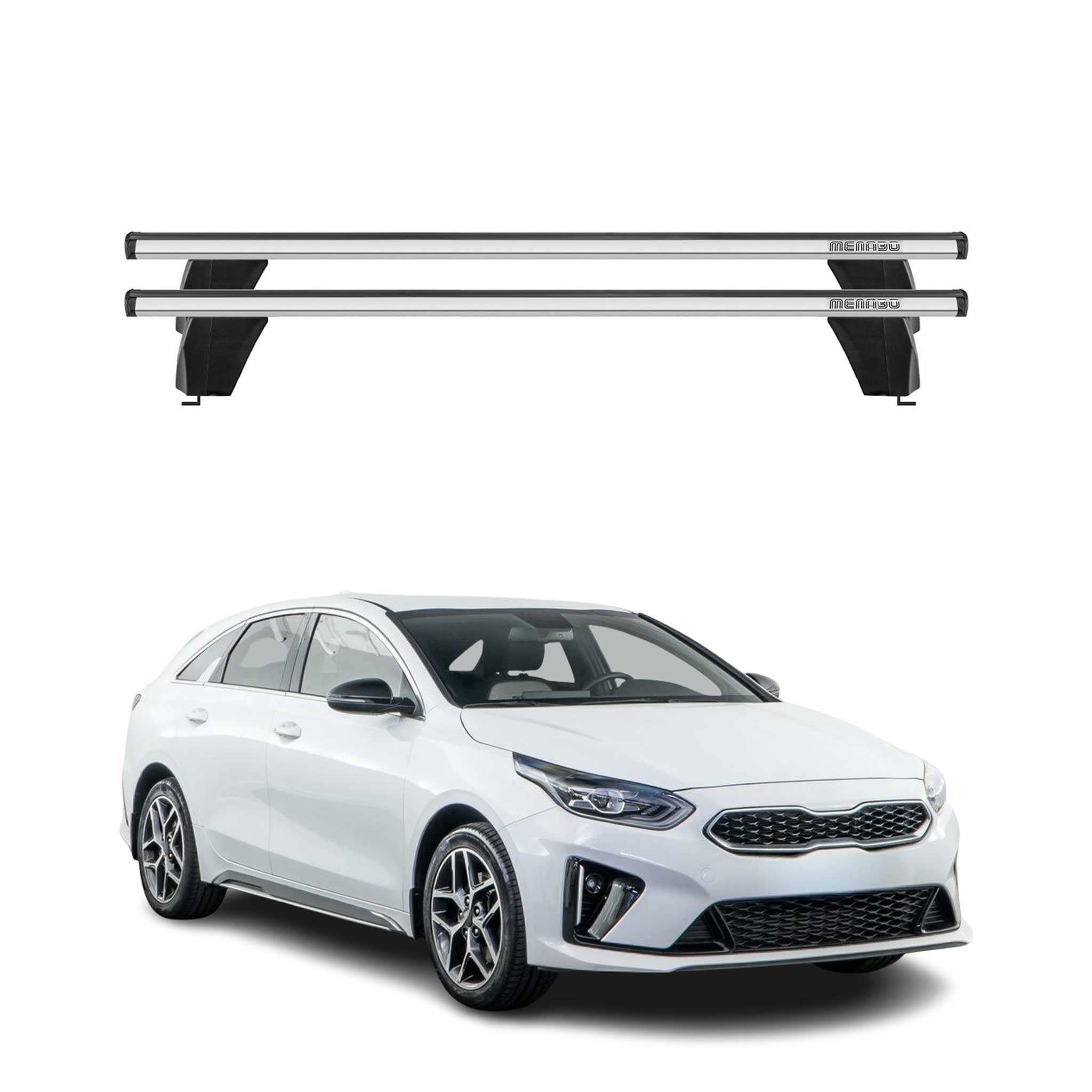 Menabo Barres de toit Transversales pour Kia Pro Cee'D 2018-2025 Gris ABE 2x
