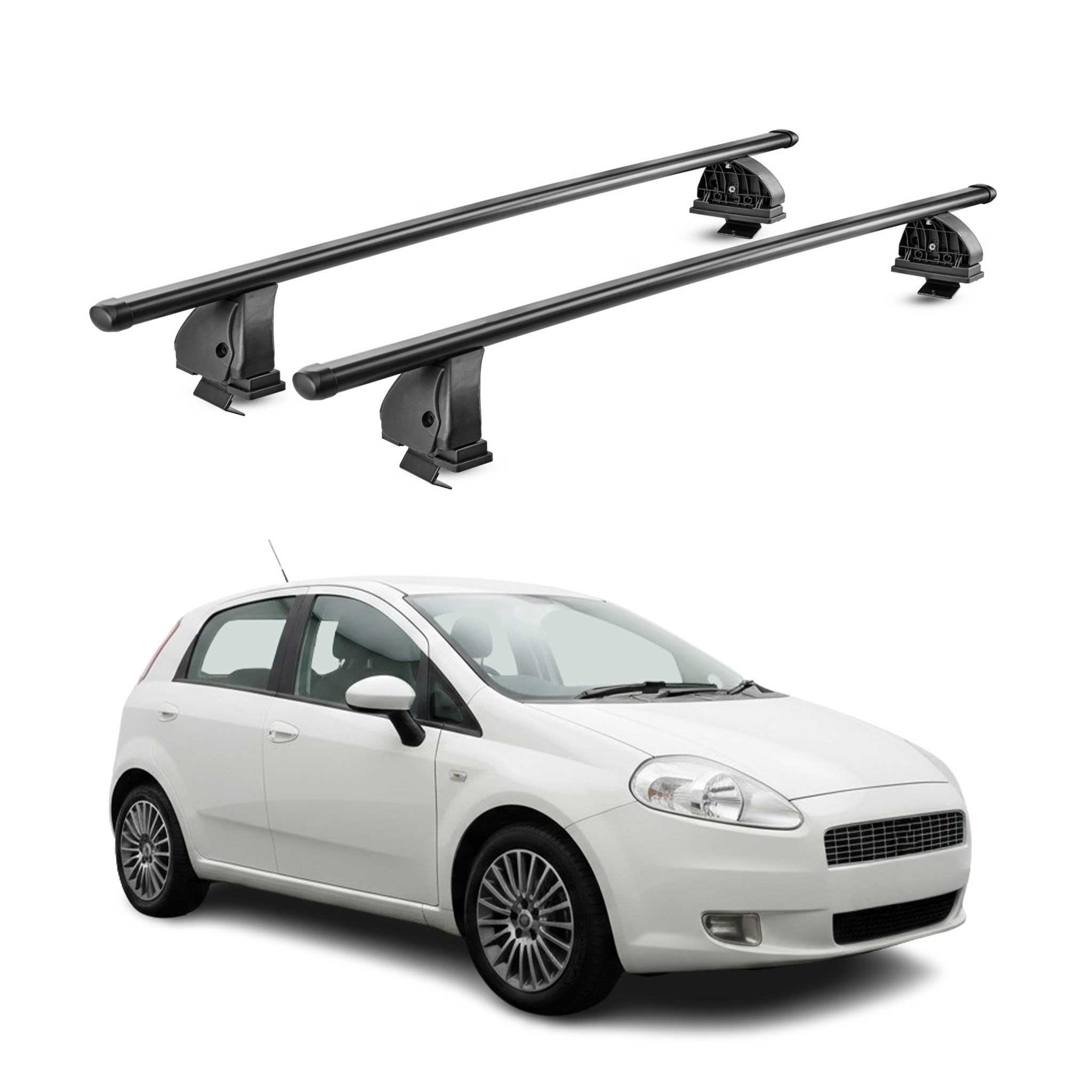 Barres de toit transversales acier pour Fiat Grande Punto \ Punto Evo 2005-2018