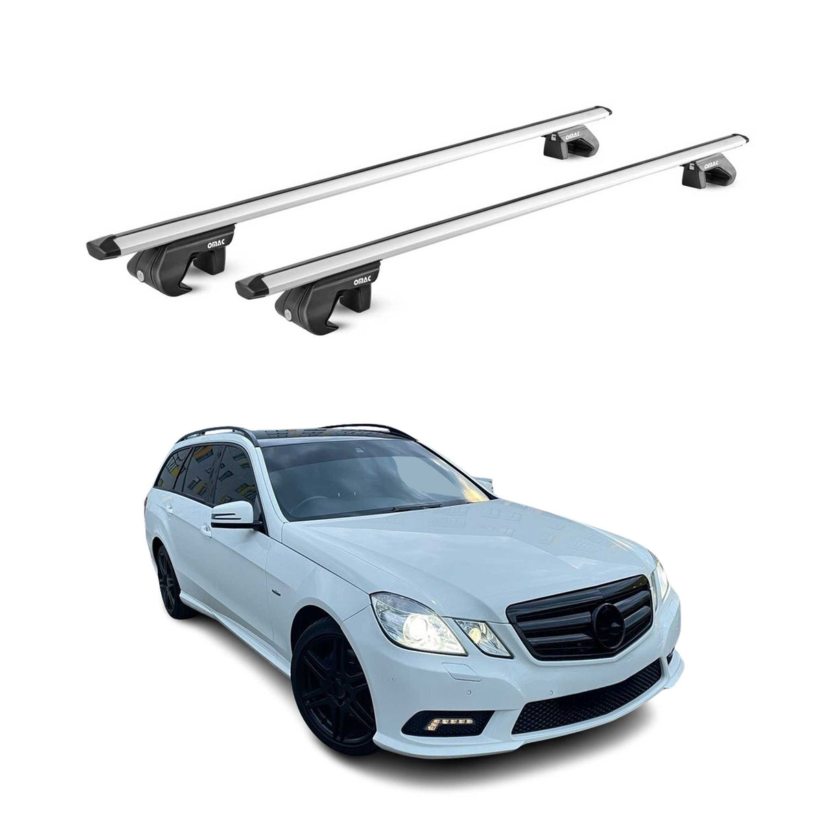 Barres de toit transversales ABE pour Mercedes Classe E SW S212 2009-2016 Gris